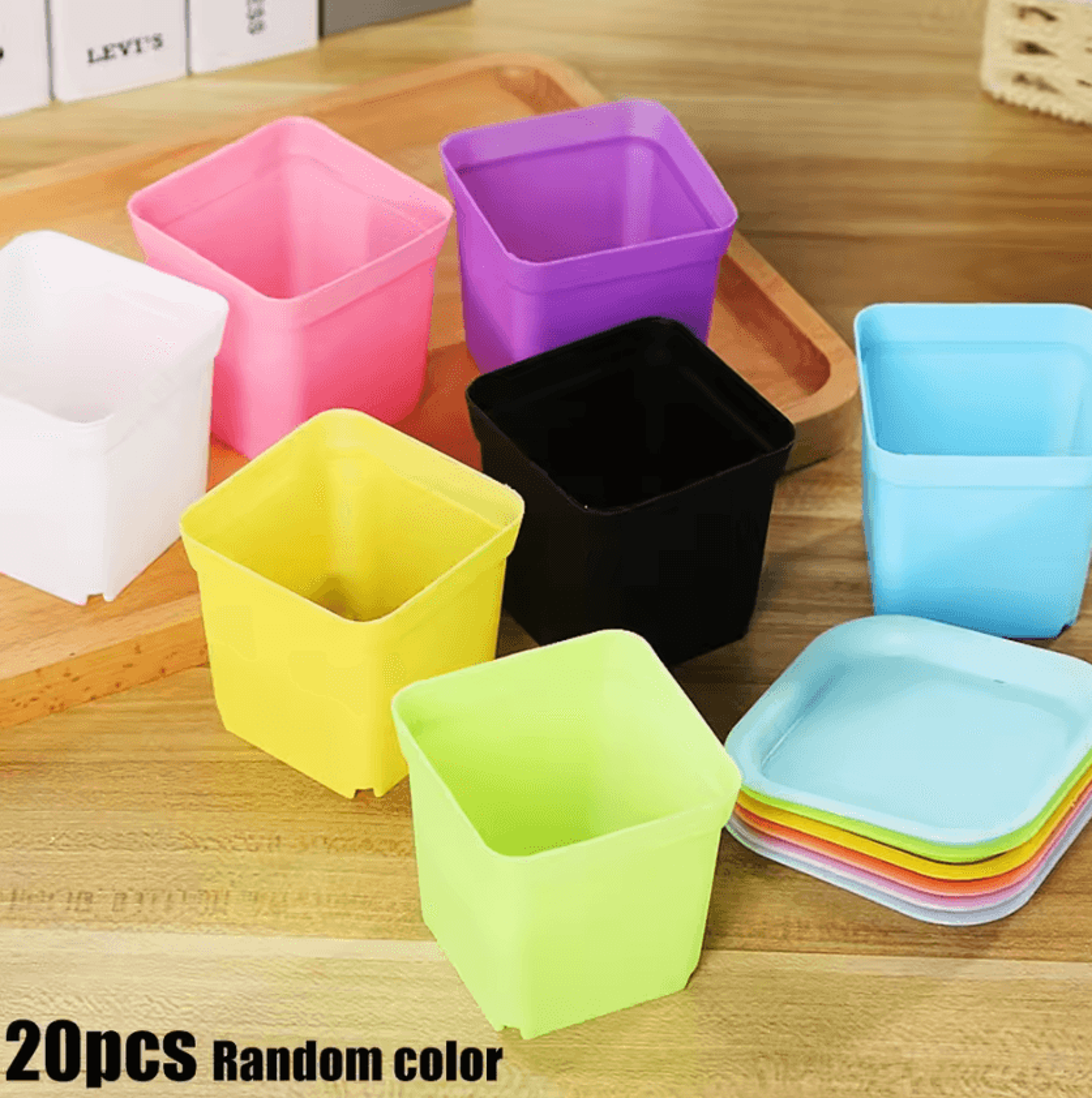 20Pack Mini Succulent Pots Colorful Square Flower Pots With Drainage For Indoor Plants  DIY Crafts 2