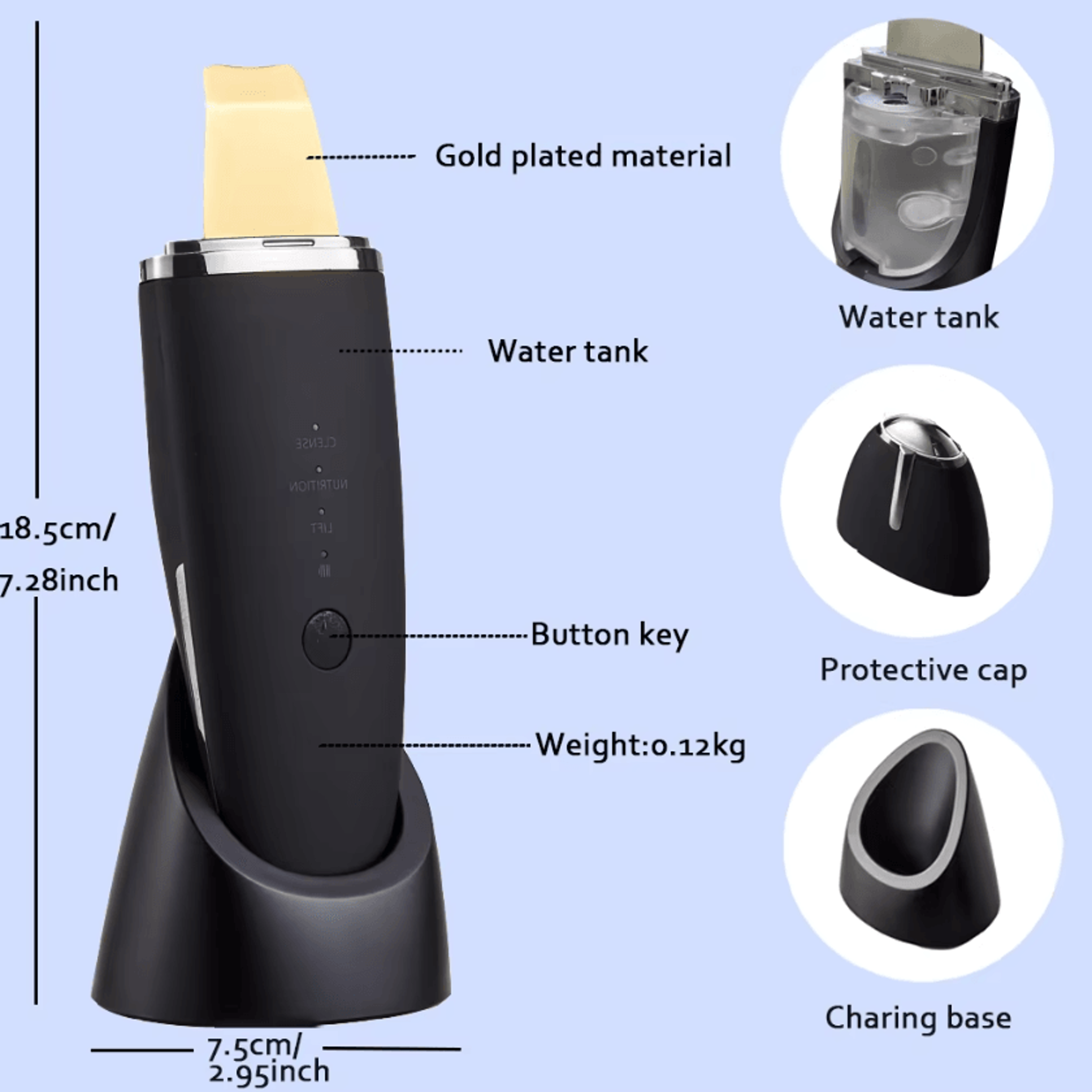 EMS Ultrasonic Skin Scrubber Face Spatula Blackhead Remover Facial Cleansing Device 3