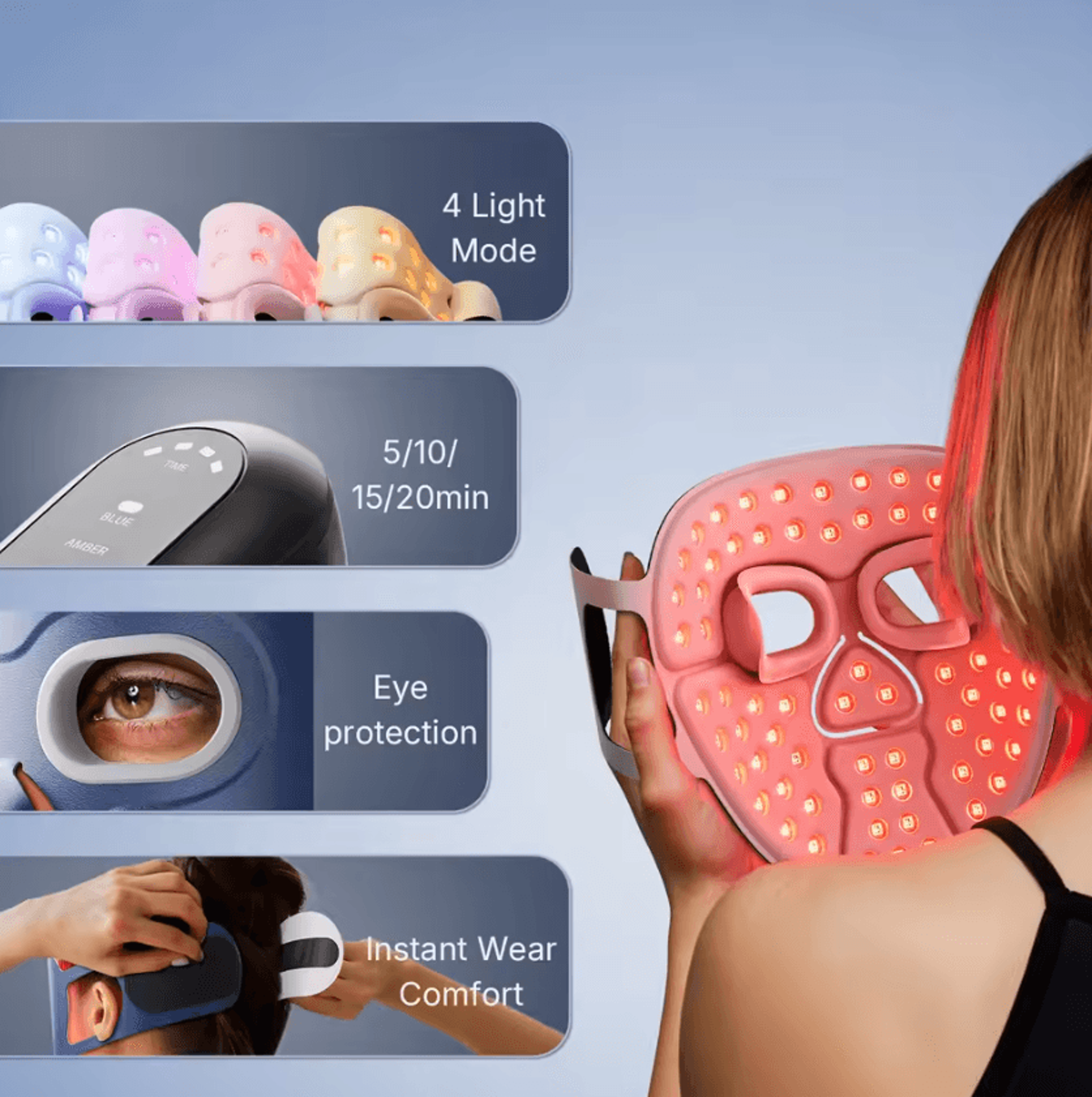 Wireless Red Light Therapy Face Mask 510K Near Infrared LED Facial Mask For Home Skincare 2