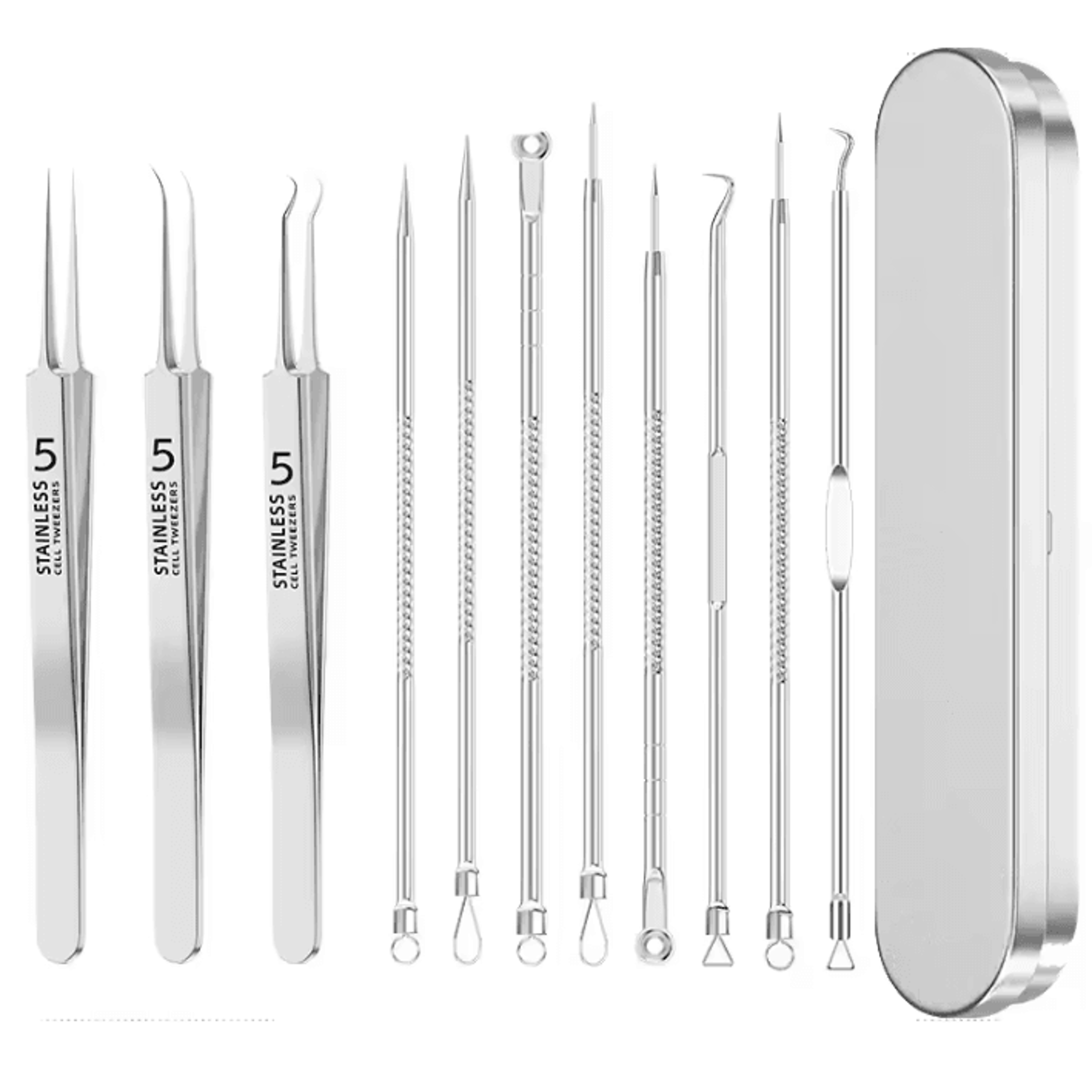 Professional Blackhead Removal Tool Kit Ingrown Hair Tweezers And Acne Extractor Set 3