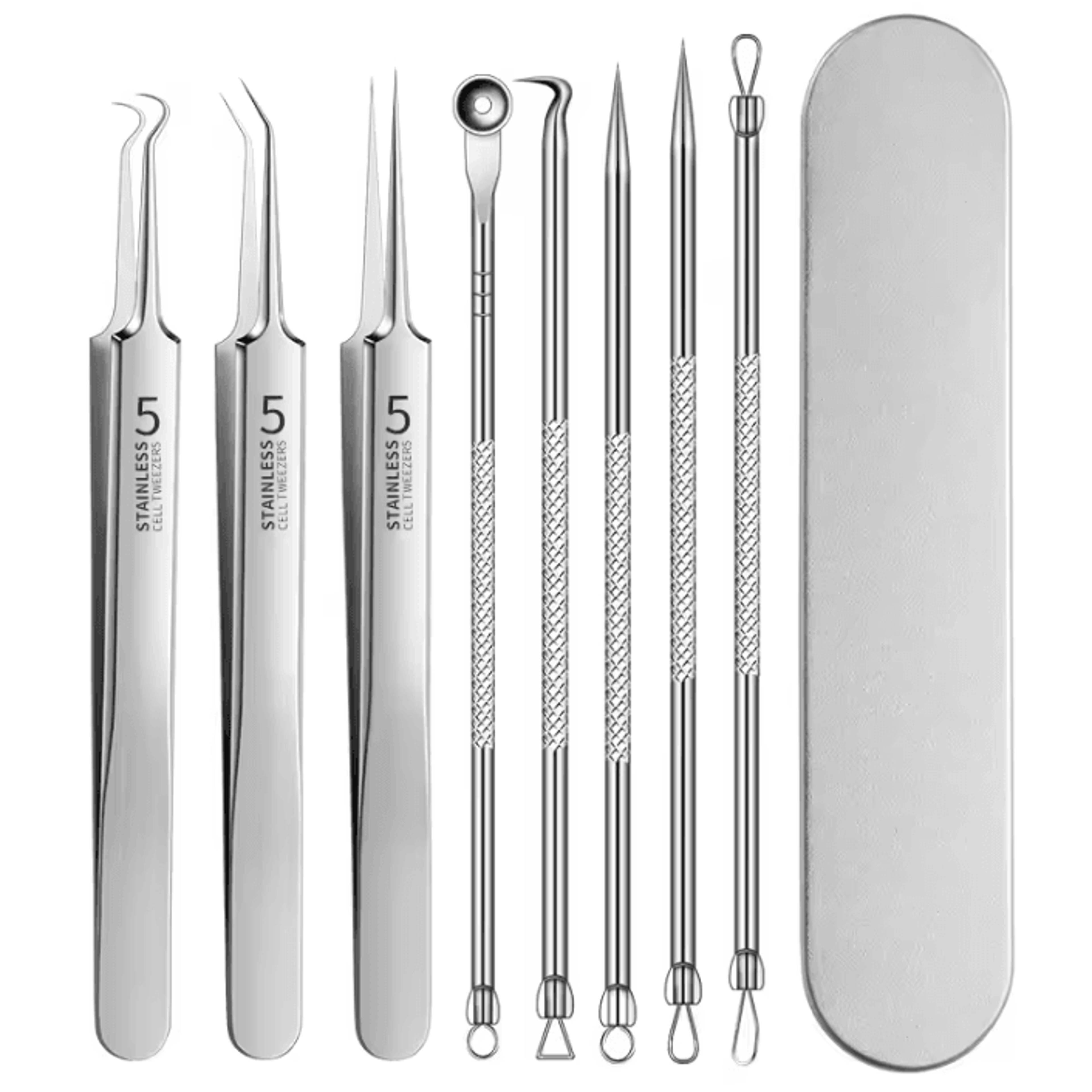 Professional Blackhead Removal Tool Kit Ingrown Hair Tweezers And Acne Extractor Set 4