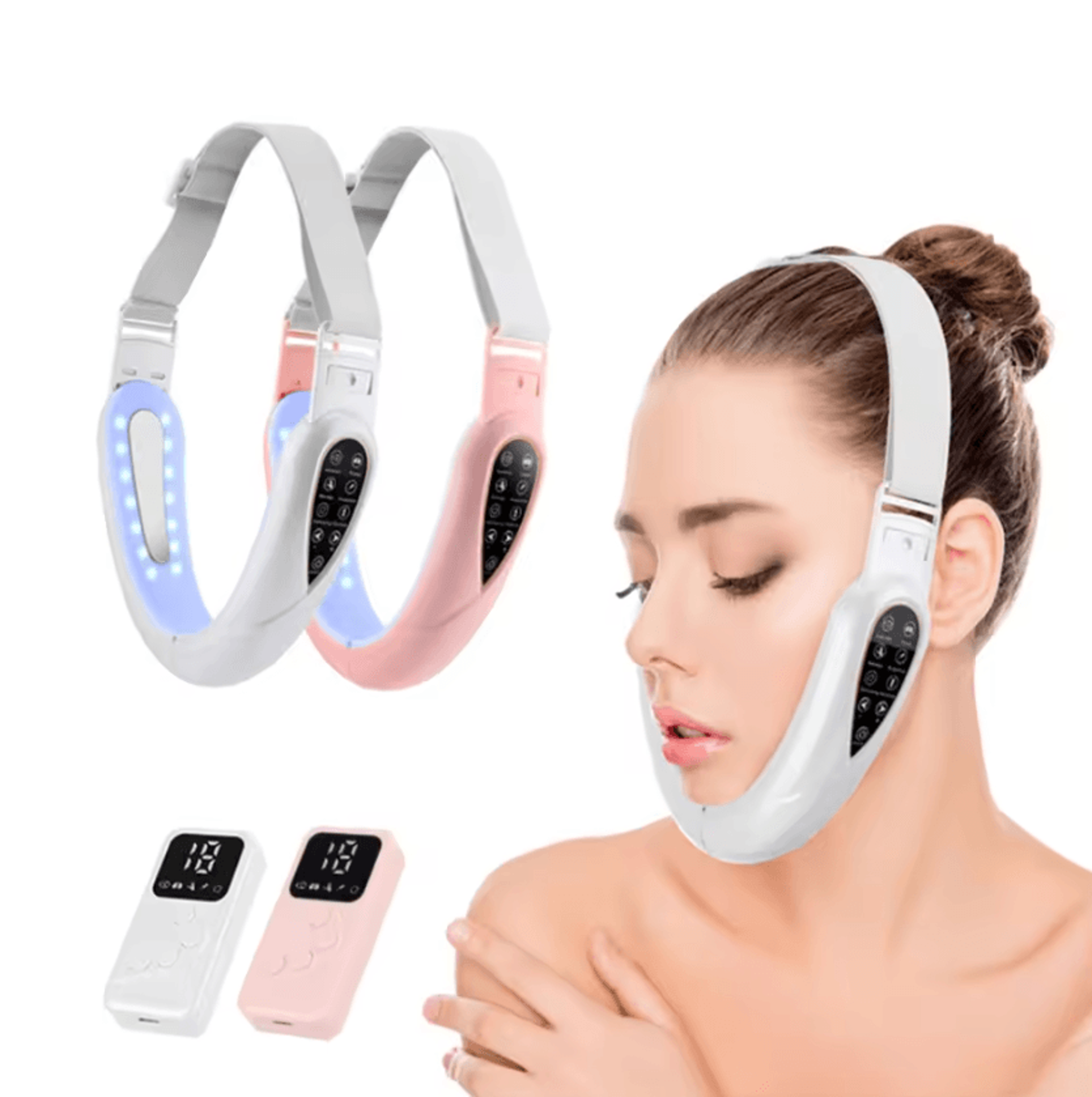 led facial lifting device with photon therapy tens vibration face slimming massager