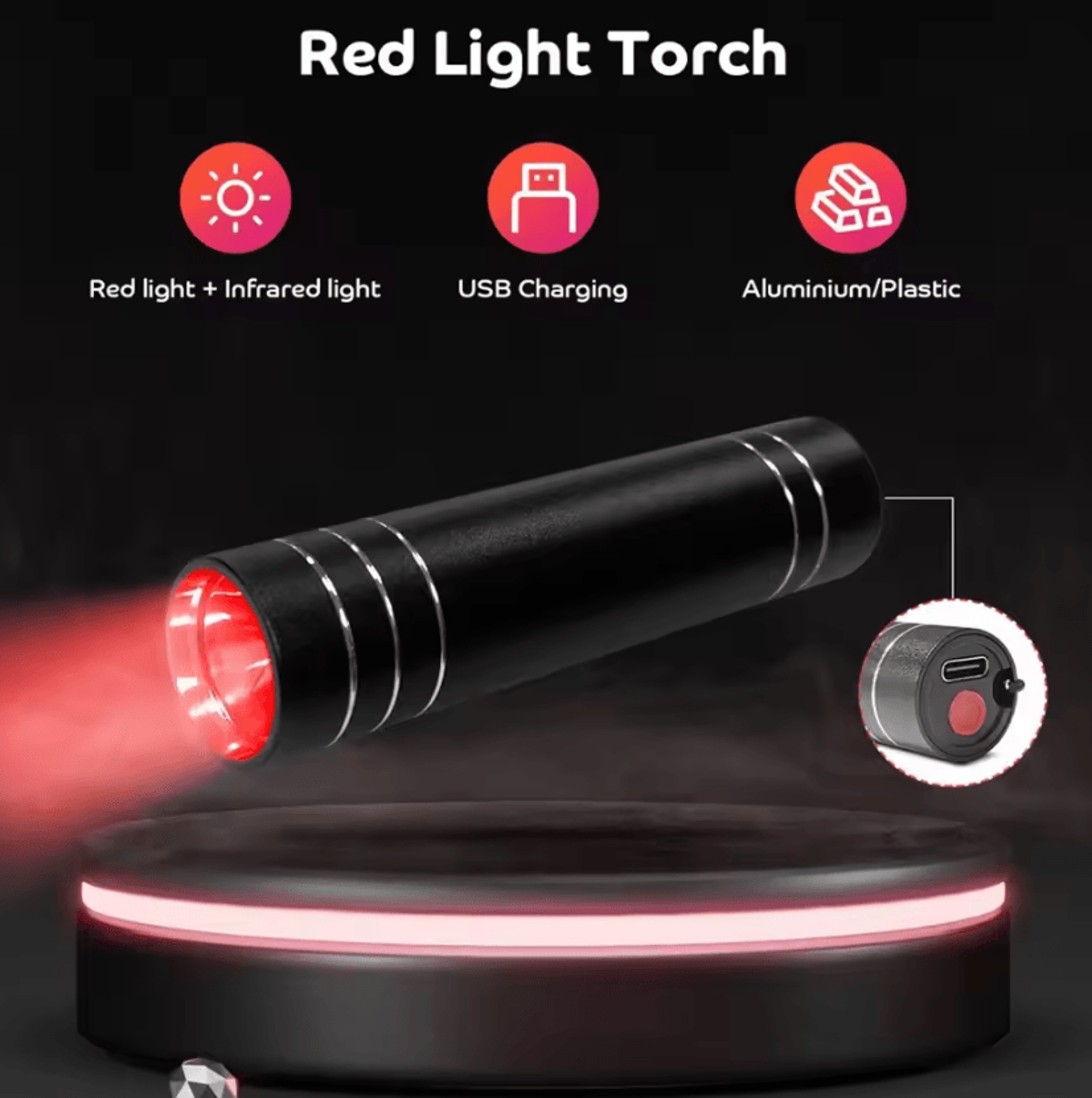 Portable Red Light Therapy Lamp 660nm And 850nm Infrared LED Therapy Torch With Timer 3