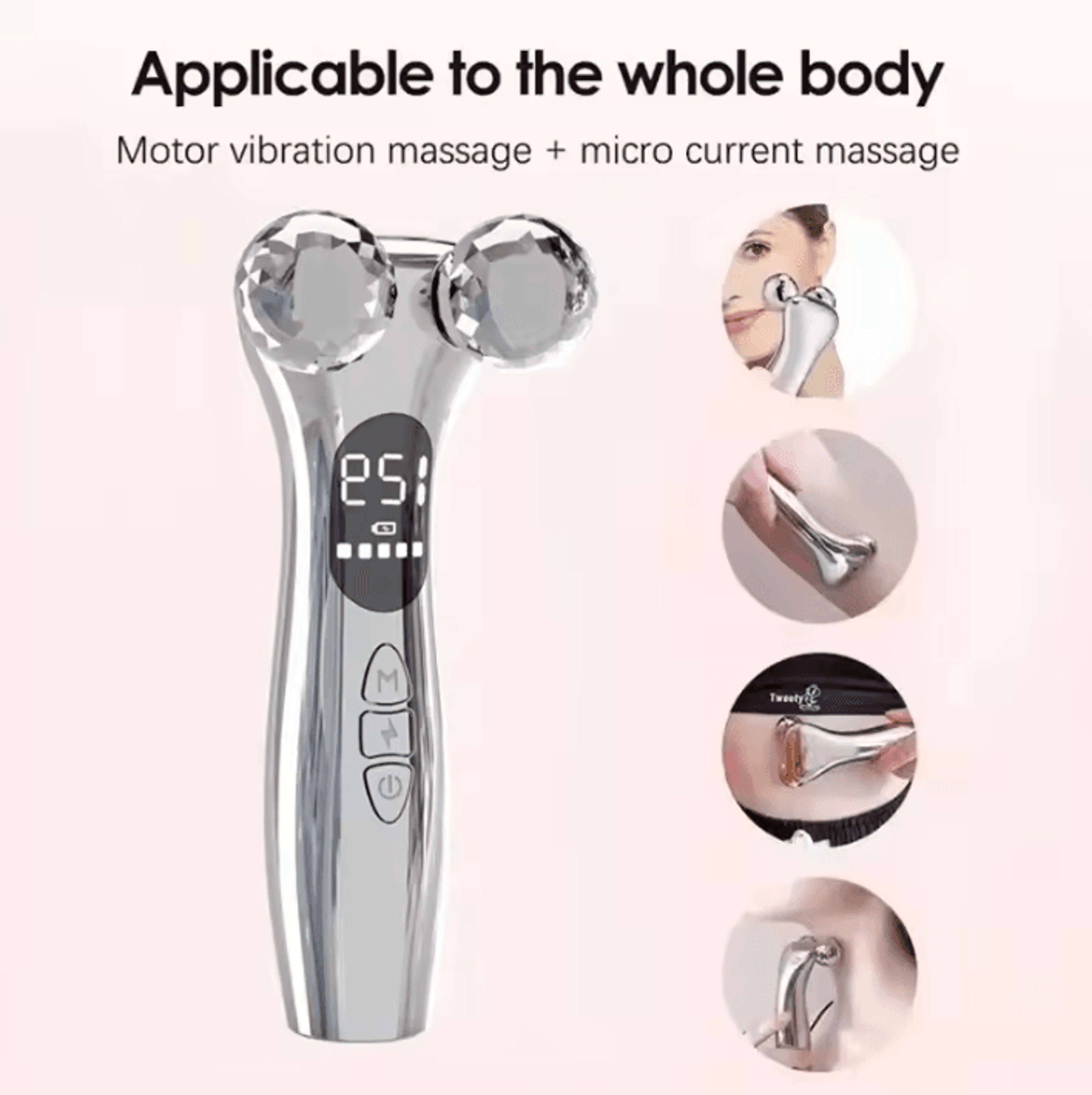 Electric Microcurrent Facial Massager With LED Display Face Lift Roller 1