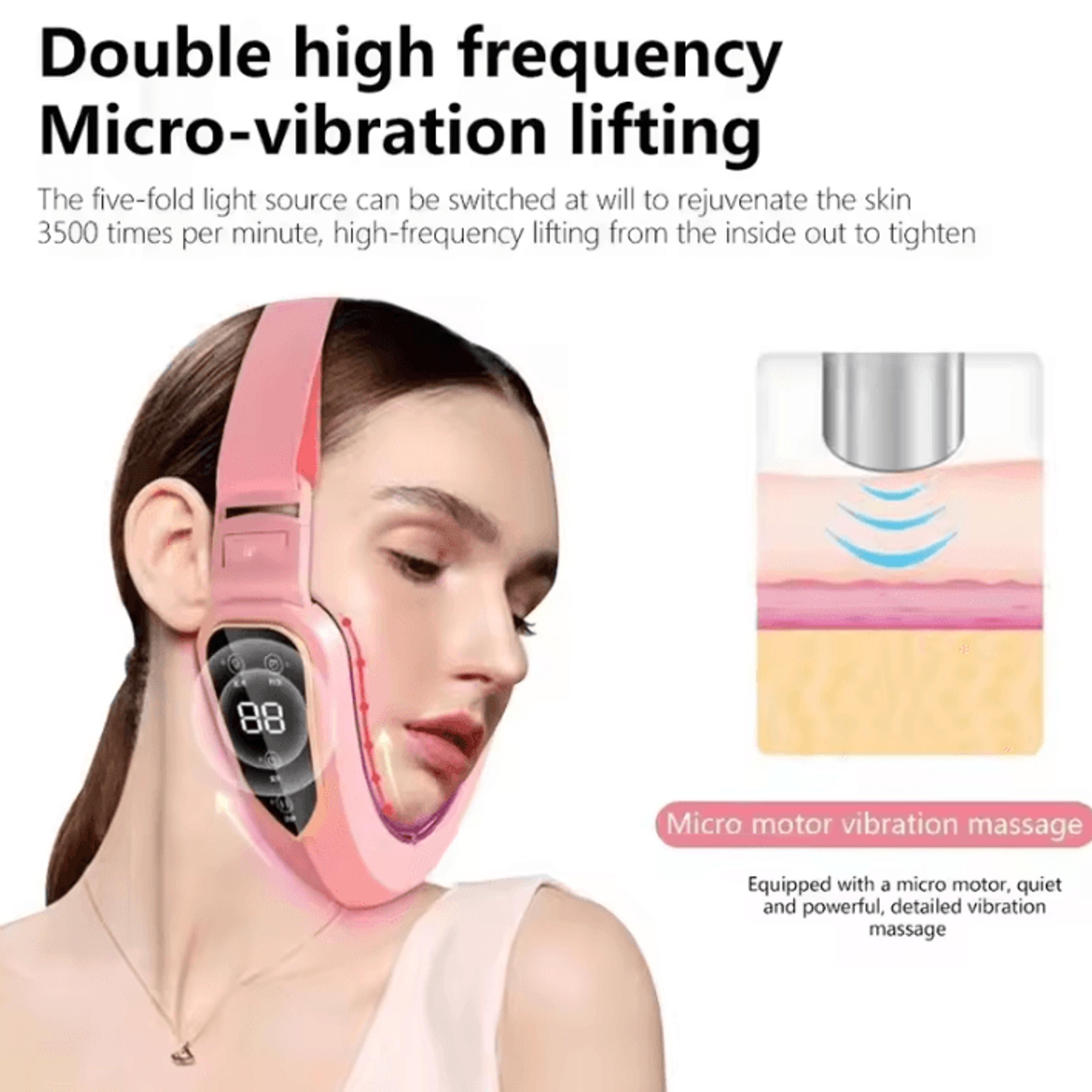 LED Photon Therapy Facial Massager With Heat And Vibration For V Line Care 2