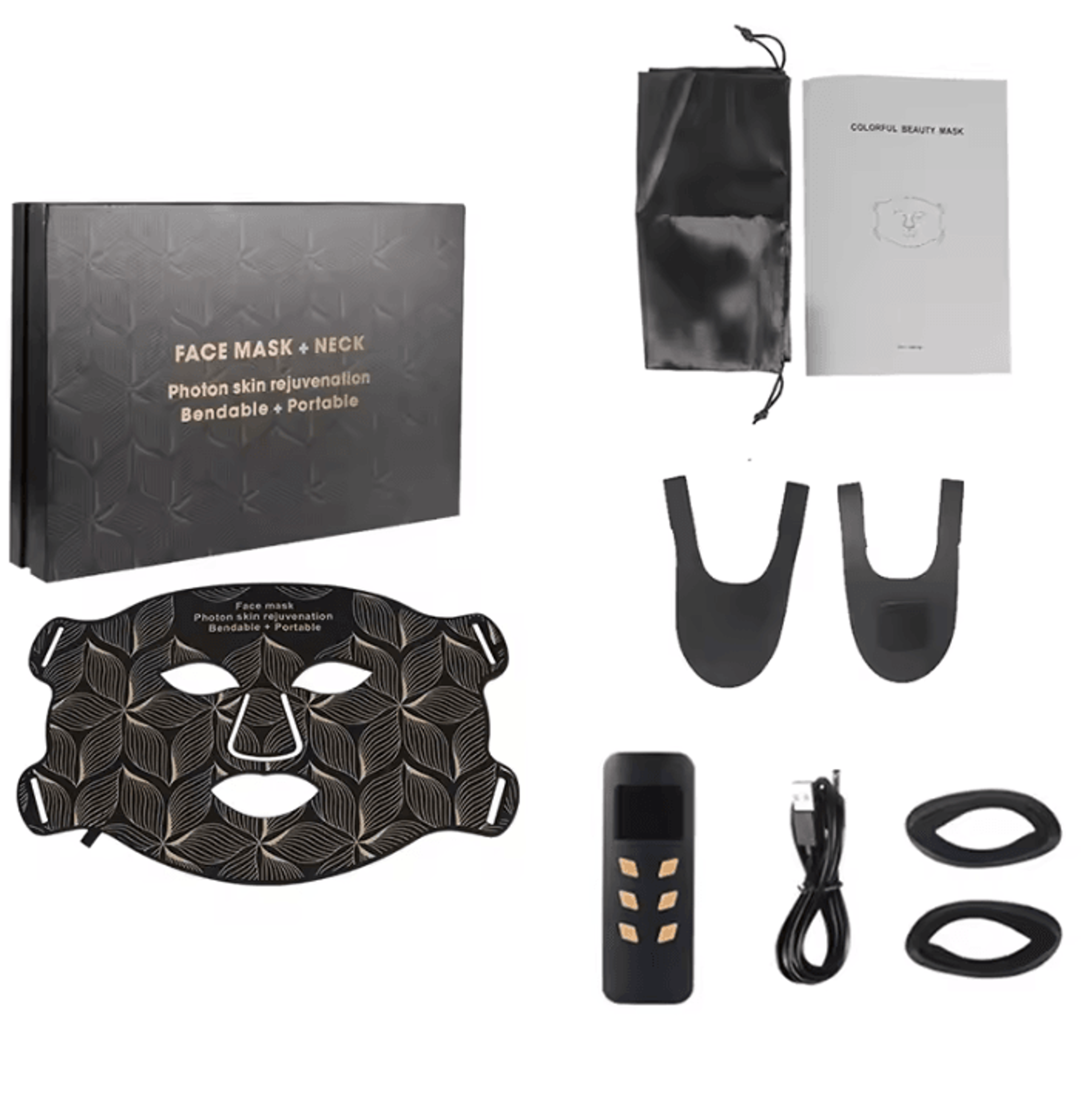 Silicone LED Face And Neck Light Therapy Mask With 8 Color Modes 8