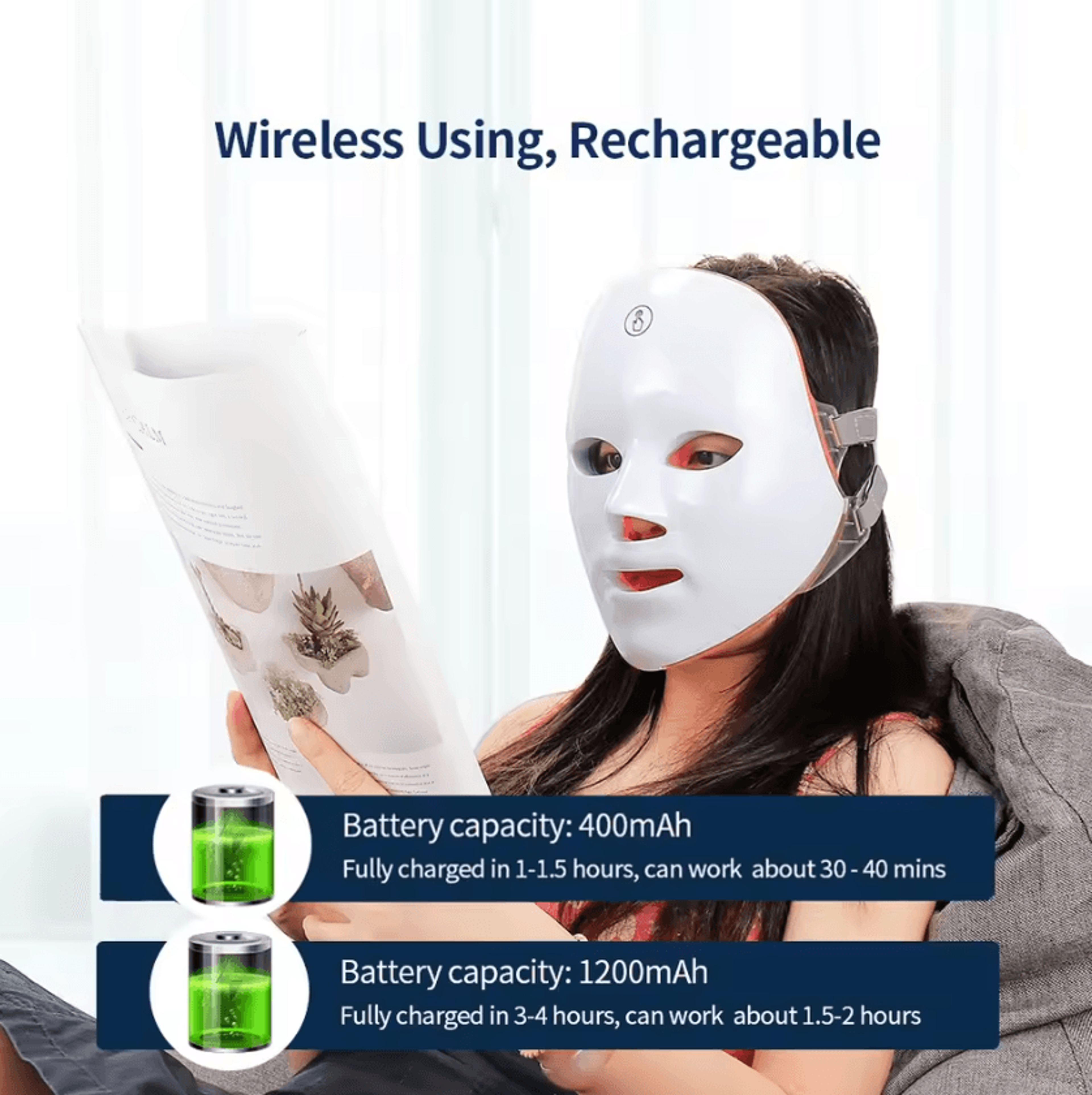 7 Color LED Photon Facial Mask Wireless Light Therapy Skin Care Device 3