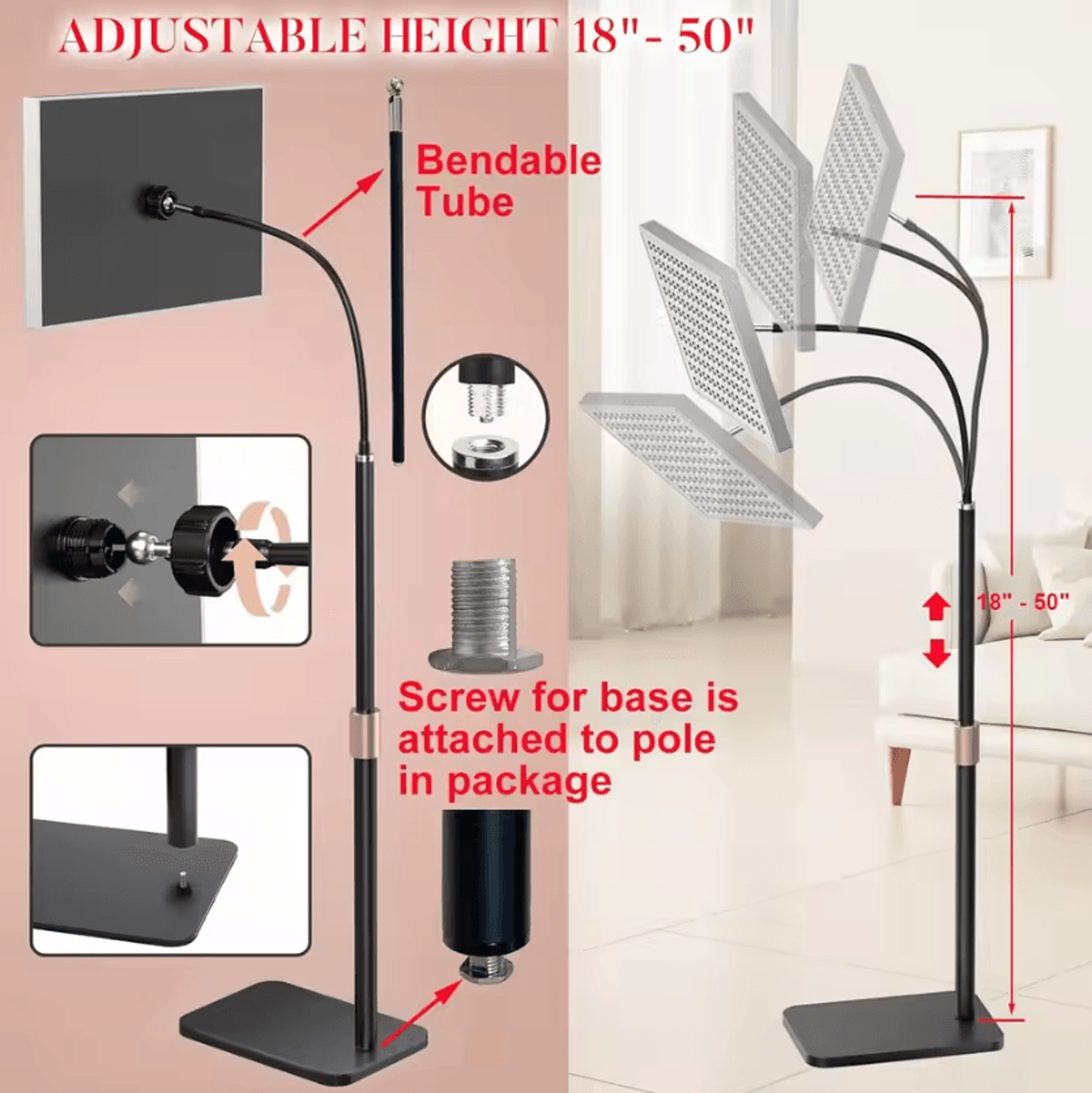 660nm  850nm Red Light Therapy Panel With Adjustable Stand 3