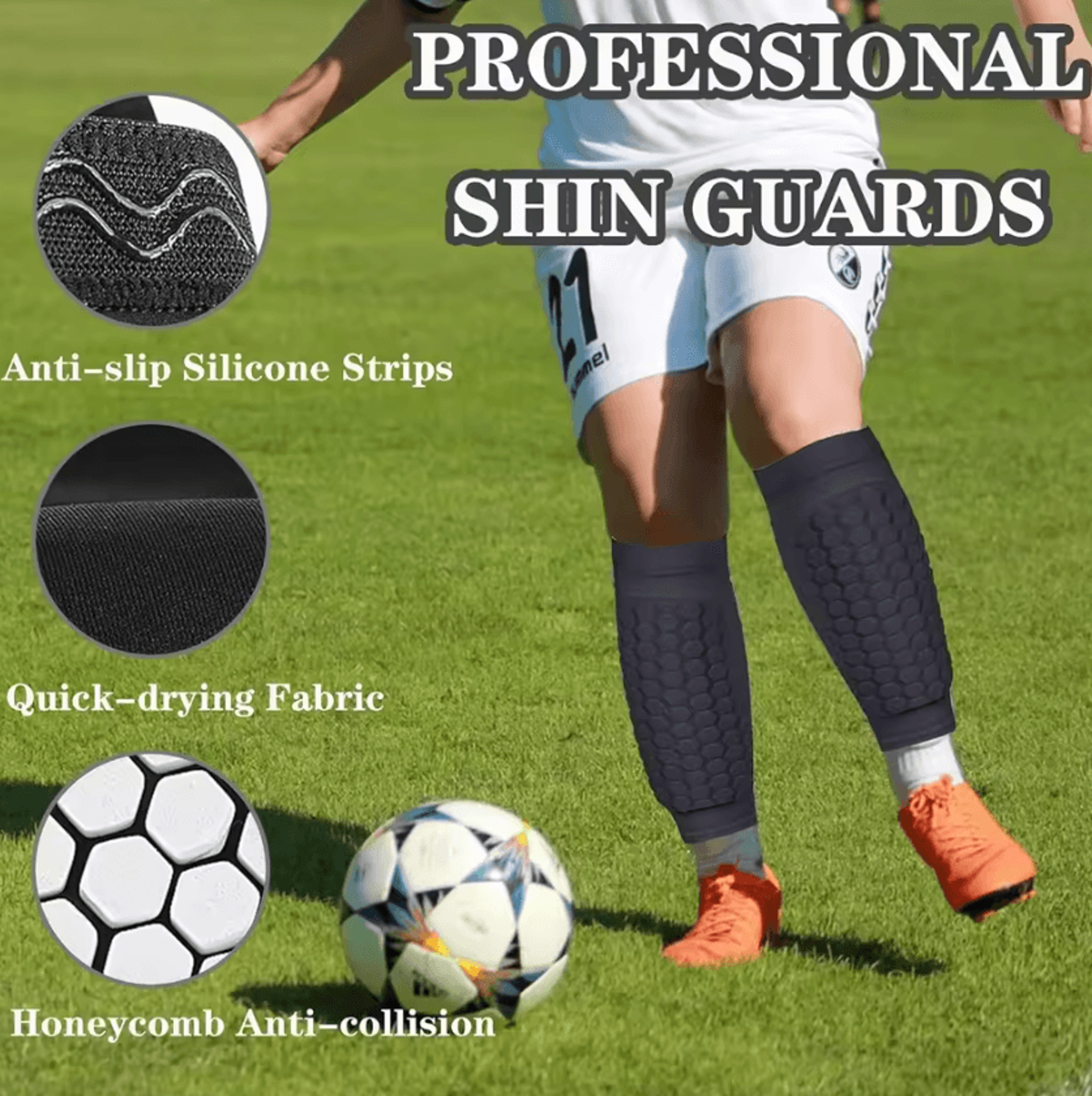Soccer Shin Guards With Compression Calf Sleeves And Honeycomb Padding 2