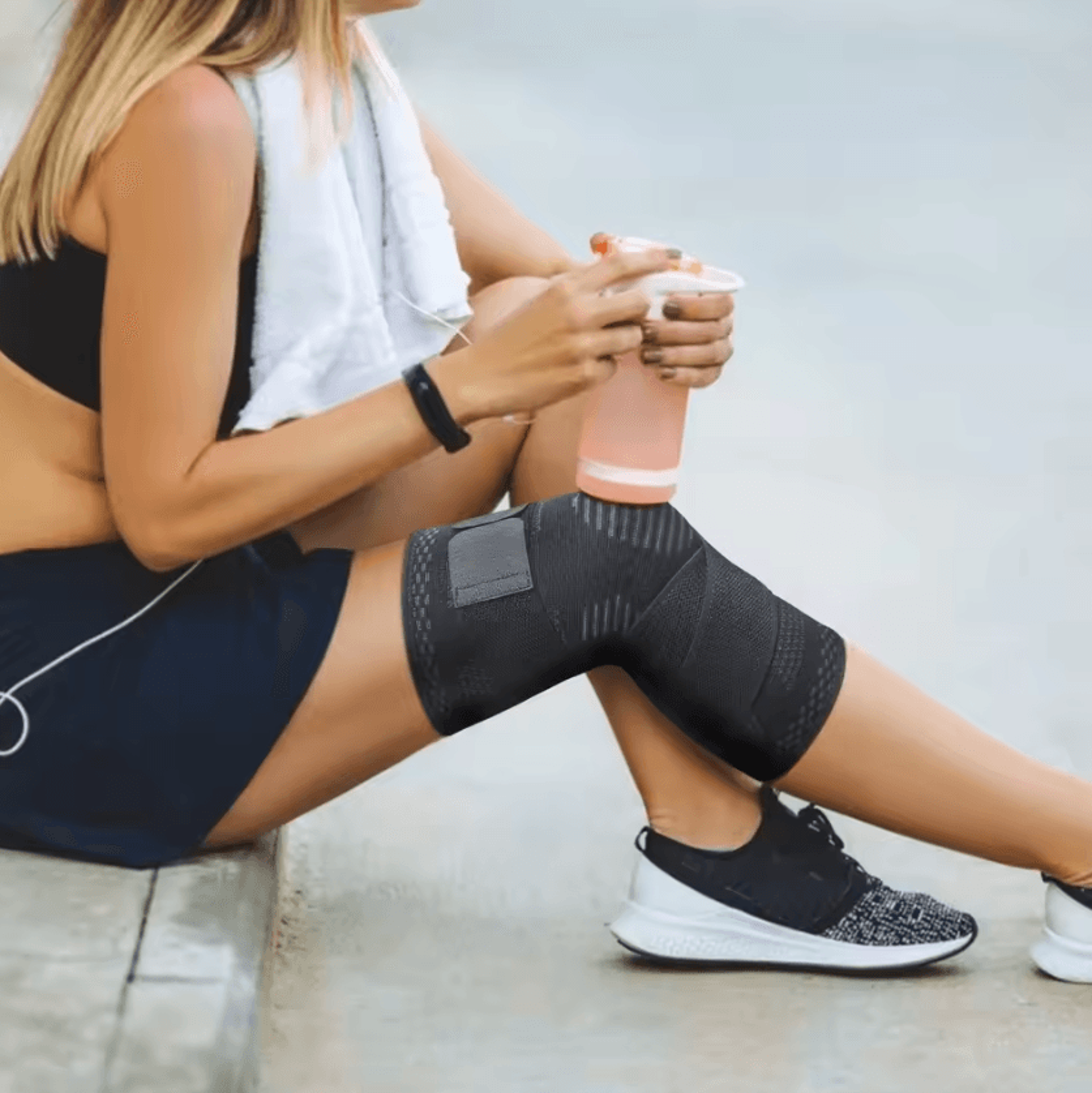Compression Knee Sleeve With Adjustable Bandage Support For Running Basketball And Fitness 1