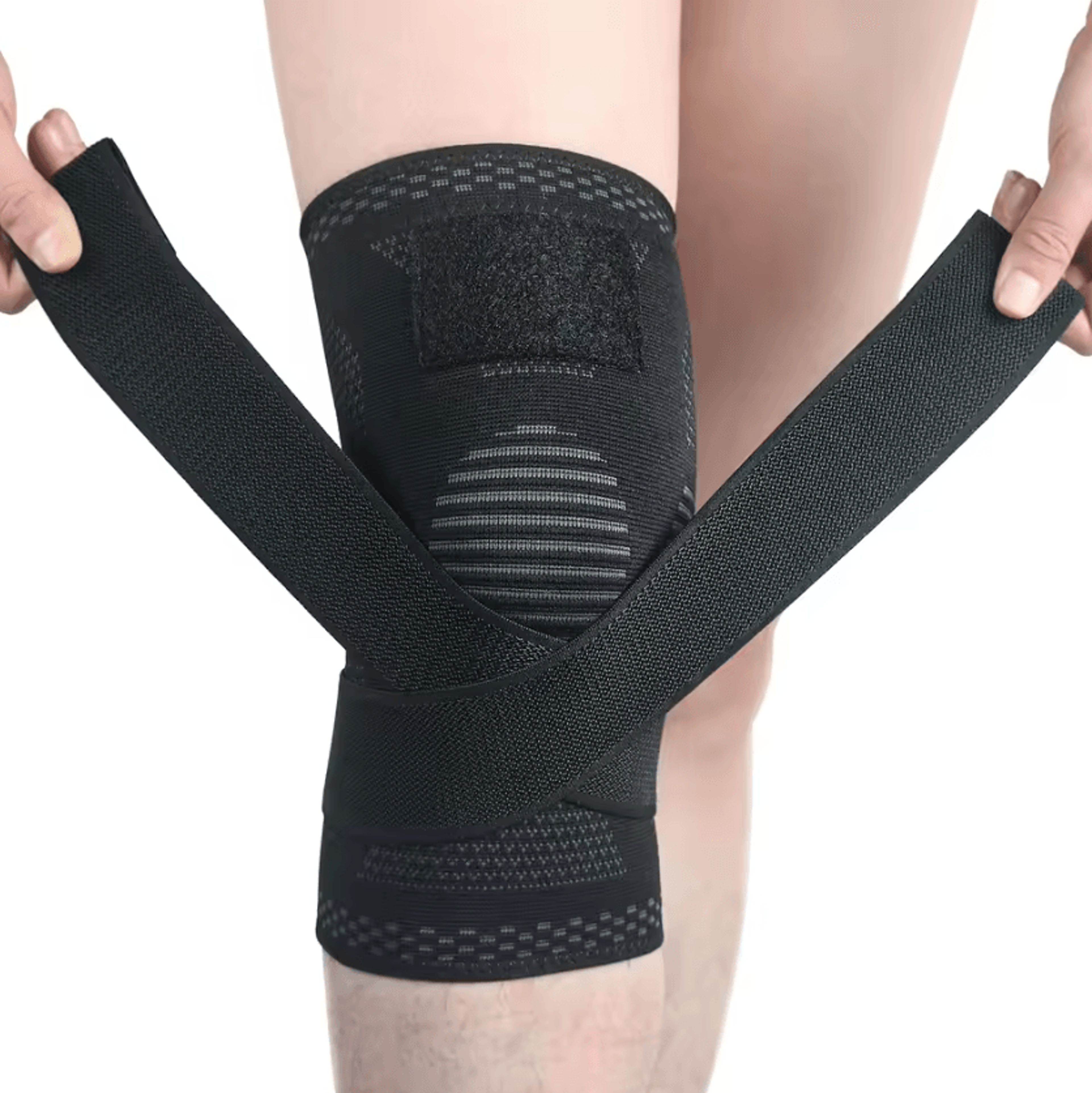 Compression Knee Sleeve With Adjustable Bandage Support For Running Basketball And Fitness 5