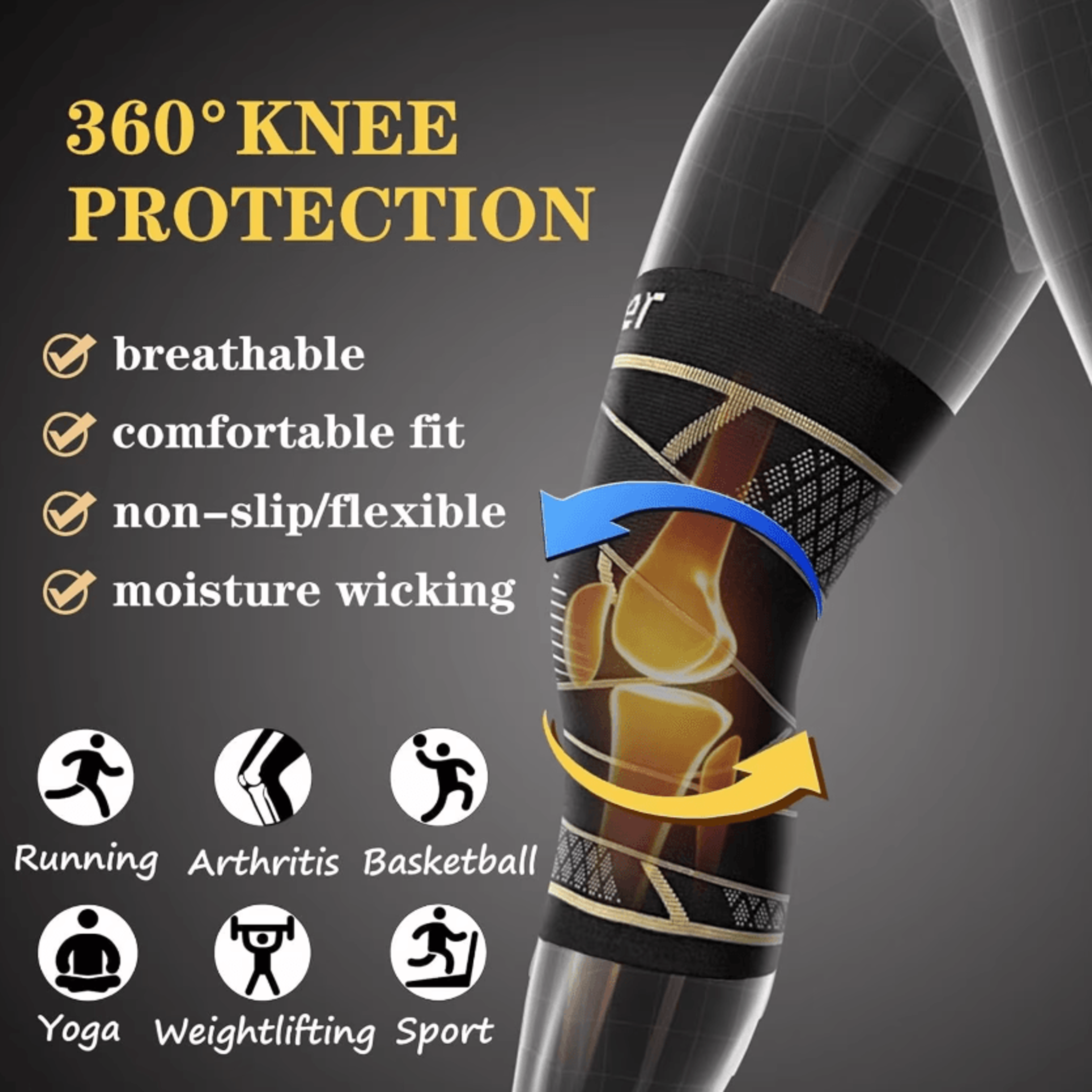 Adjustable Copper Knee Brace With Compression Strap For Men  Women Knee Support And Stability 3