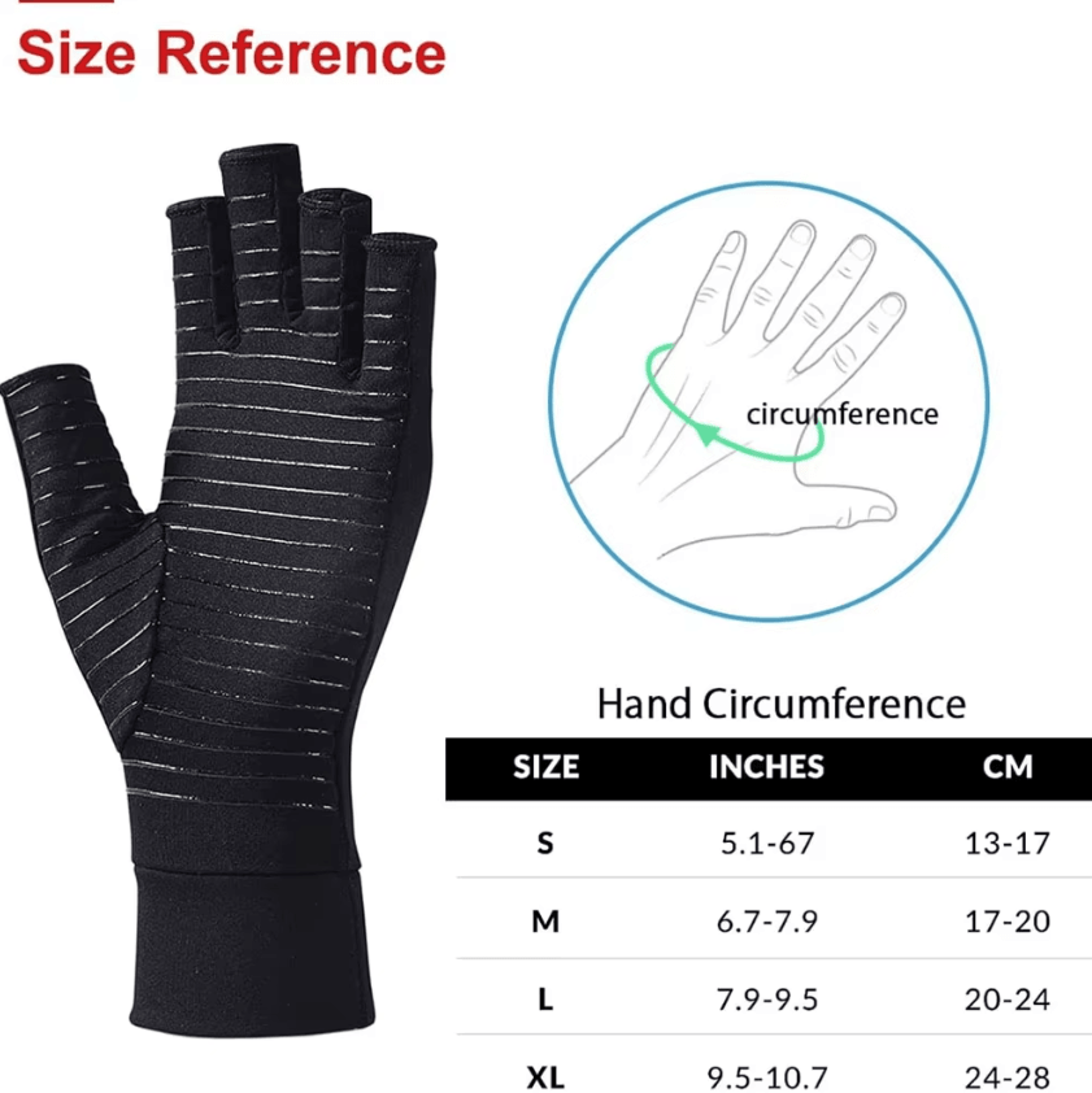 Copper Compression Gloves For Arthritis Open Finger Hand Support Gloves For Men  Women 1