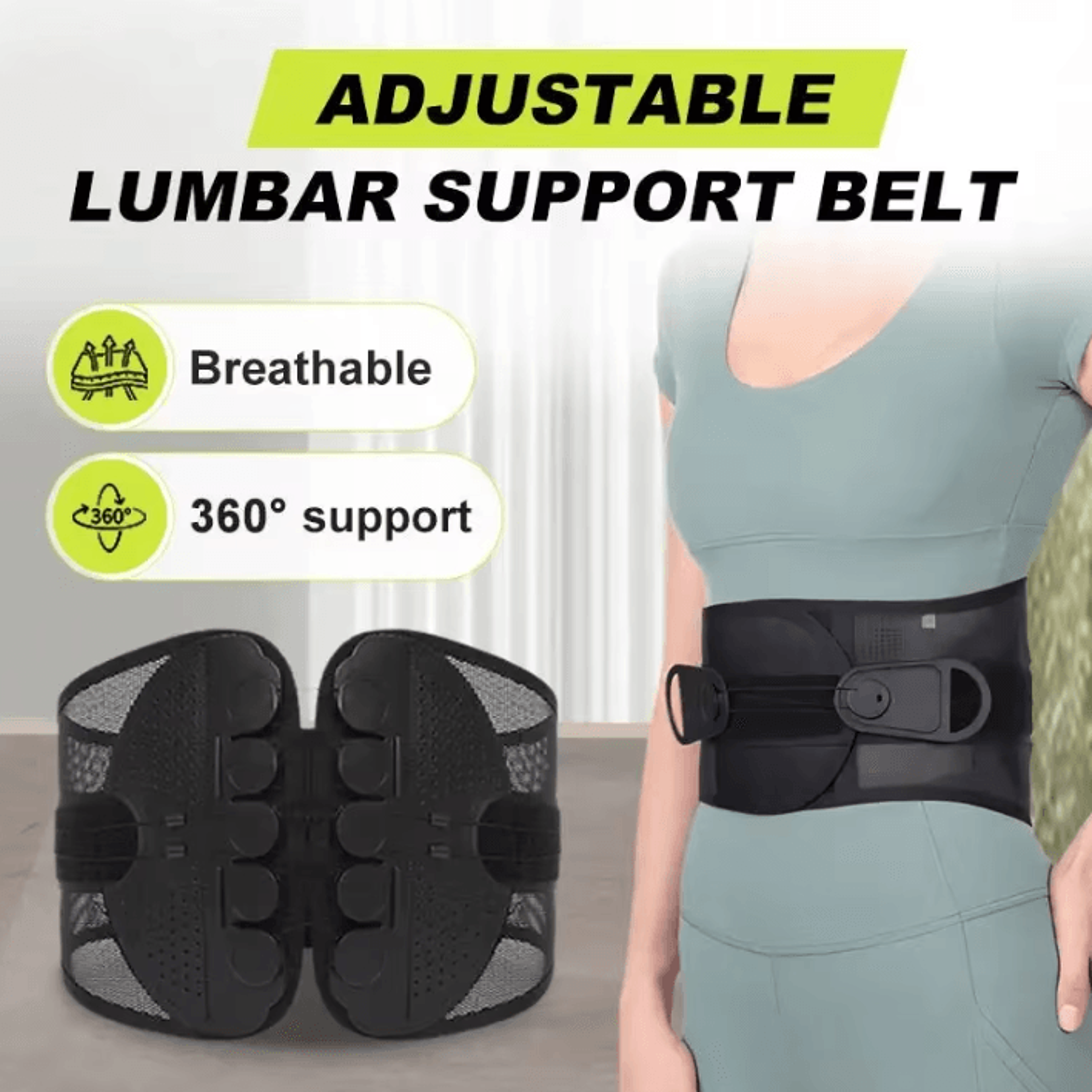 Adjustable Lumbar Support Belt With Double Pull Pulley System For Lower Back  Waist Support 3