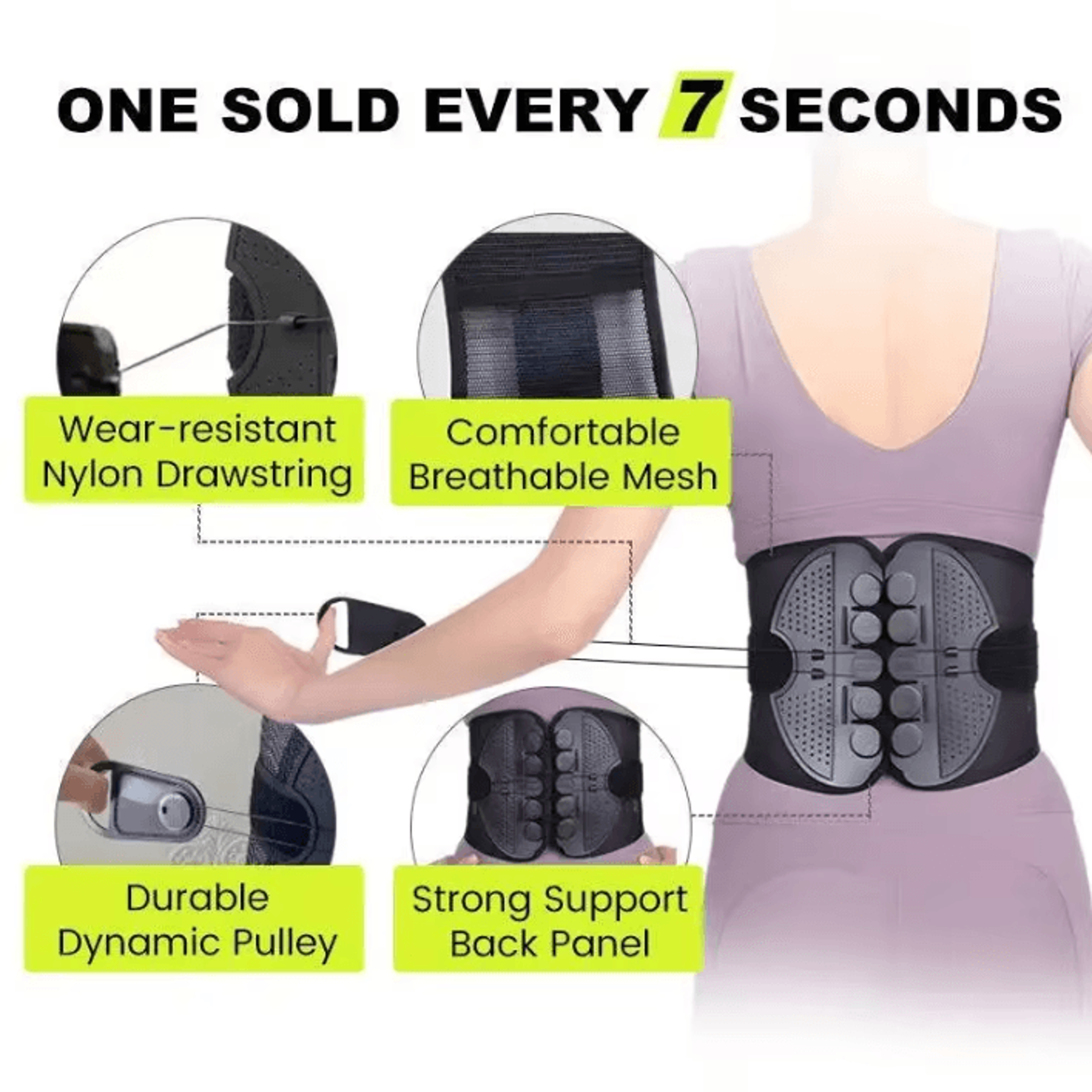 Adjustable Lumbar Support Belt With Double Pull Pulley System For Lower Back  Waist Support 4