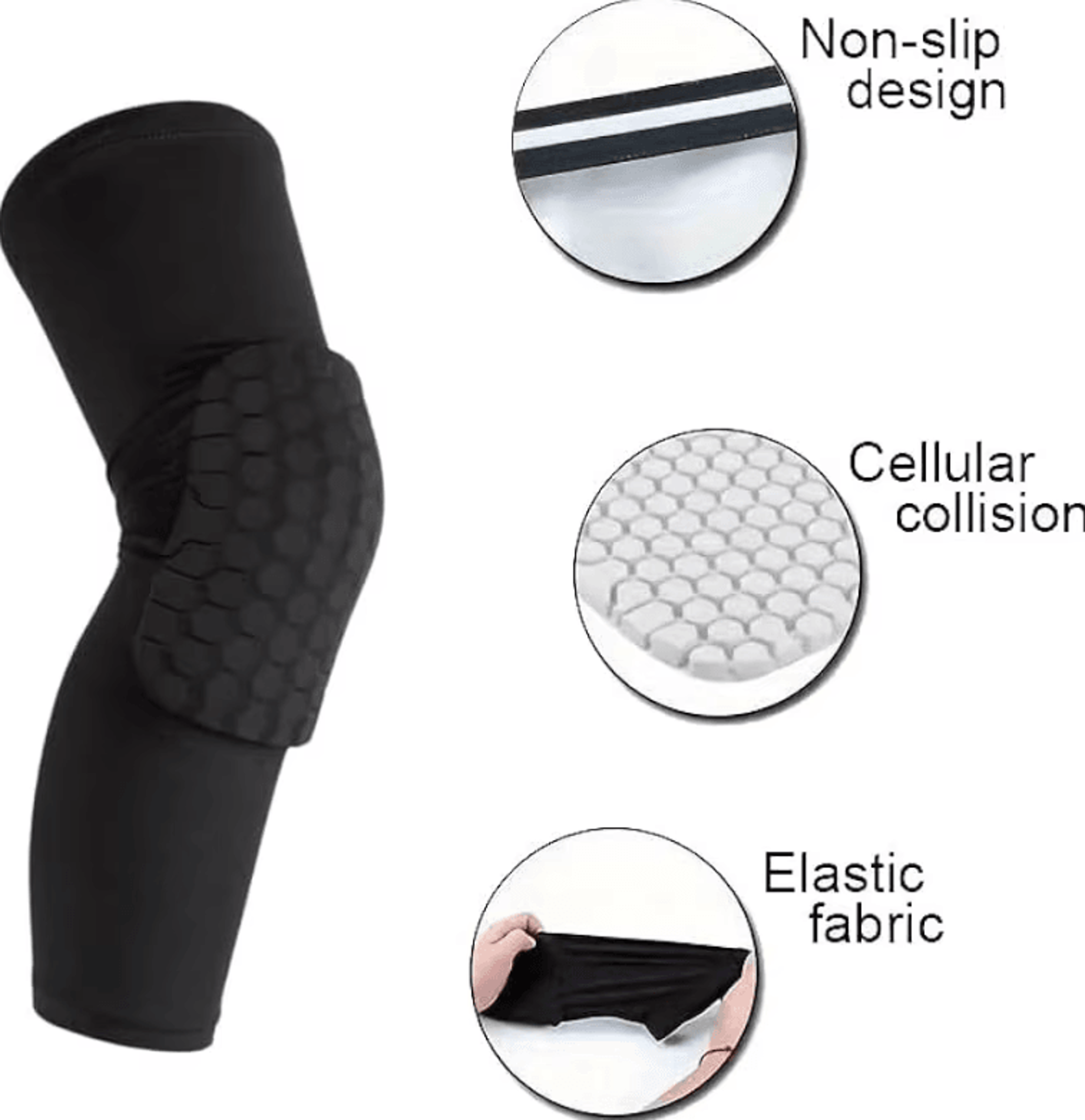 Basketball Knee Compression Sleeve With EVA Honeycomb Padding  Protective Knee Pad Sleeve For Men   3