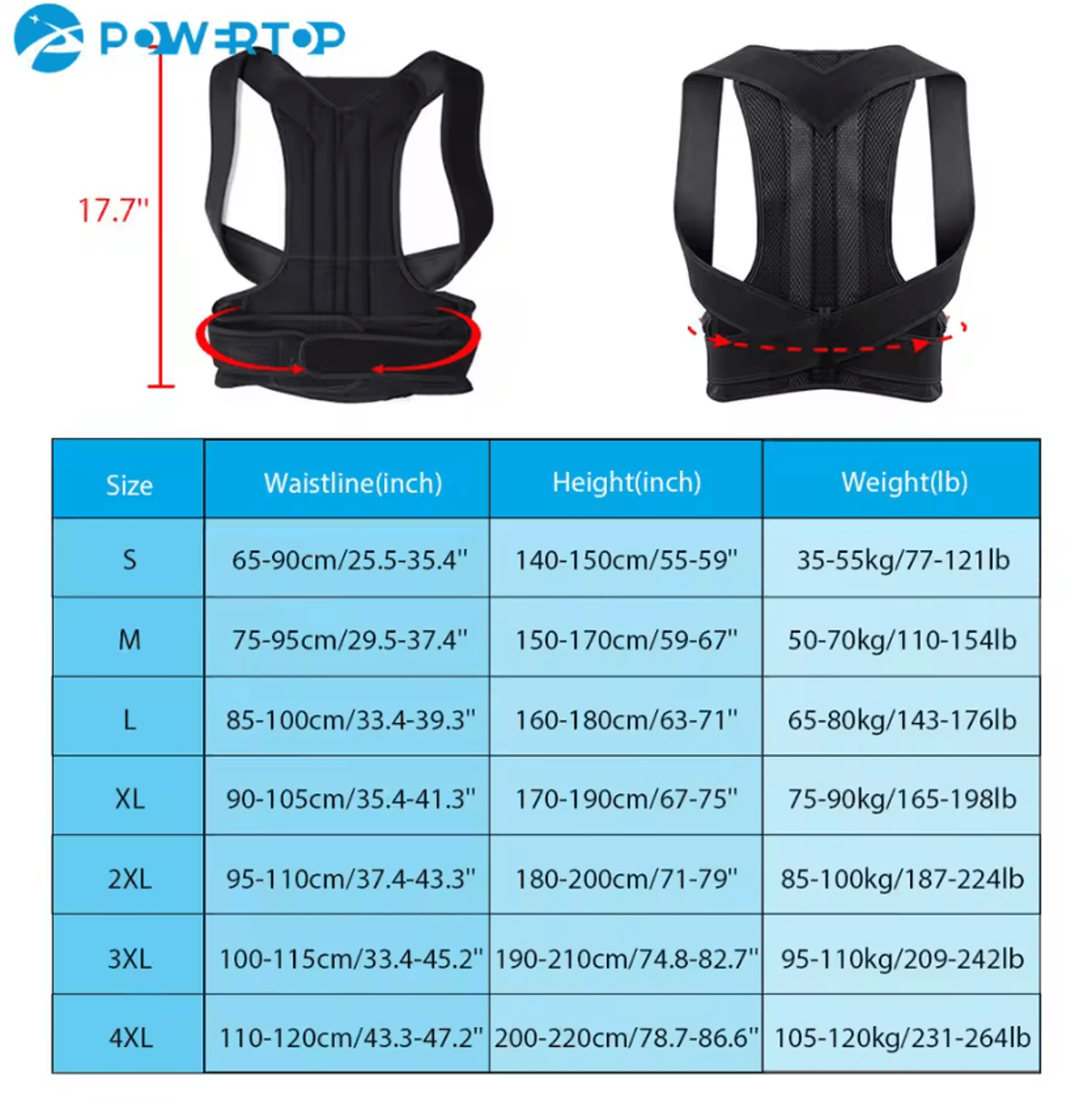 Posture Corrector Back Brace With Alloy Support Bars  Adjustable Scoliosis Support Brace For Spine  1