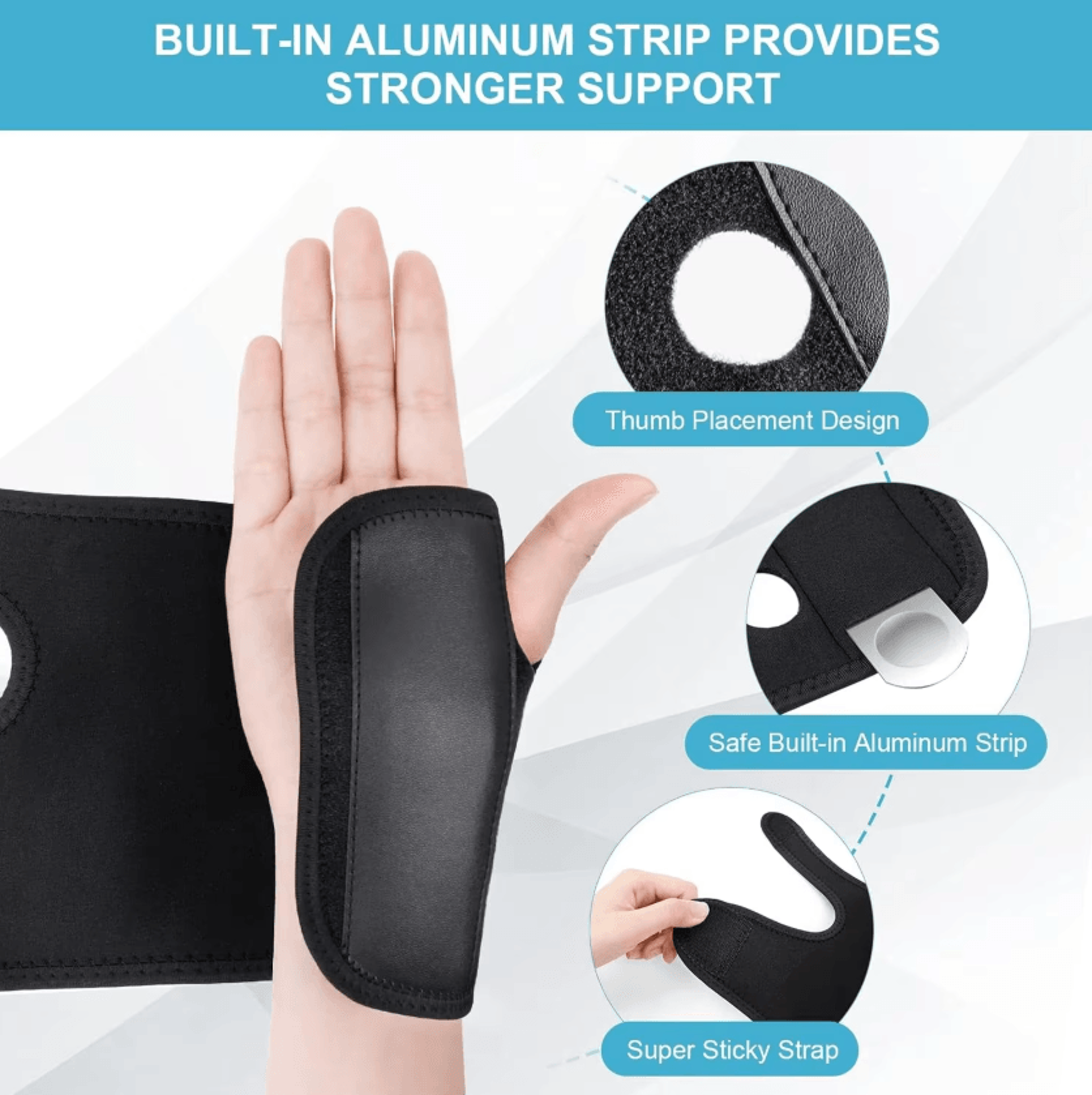 Adjustable Carpal Tunnel Wrist Brace  Left  Right Hand Night Wrist Support For Men  Women 2