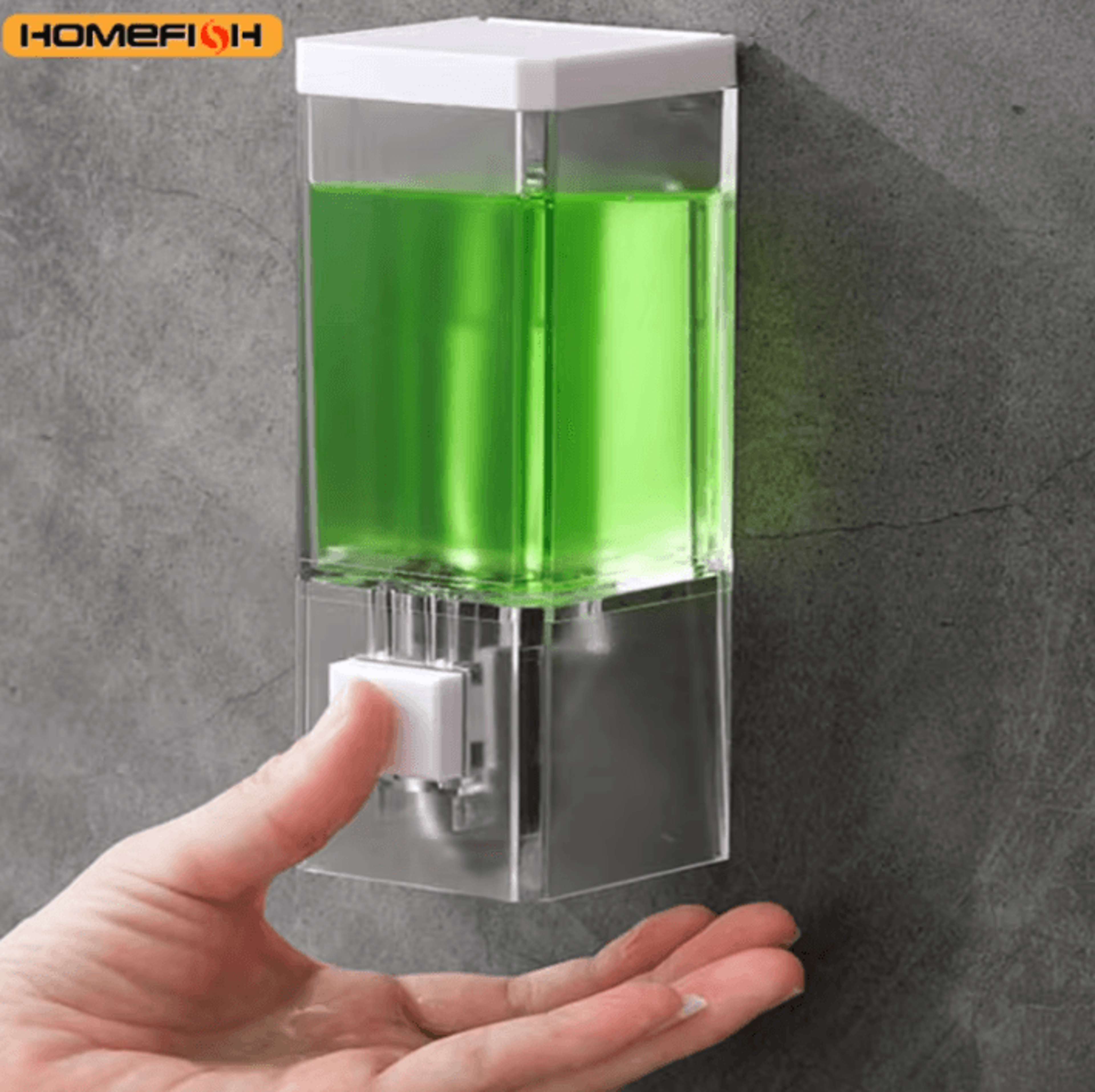 Homefish Wall Mounted Manual Soap Dispenser With Transparent Refillable Bottle 0