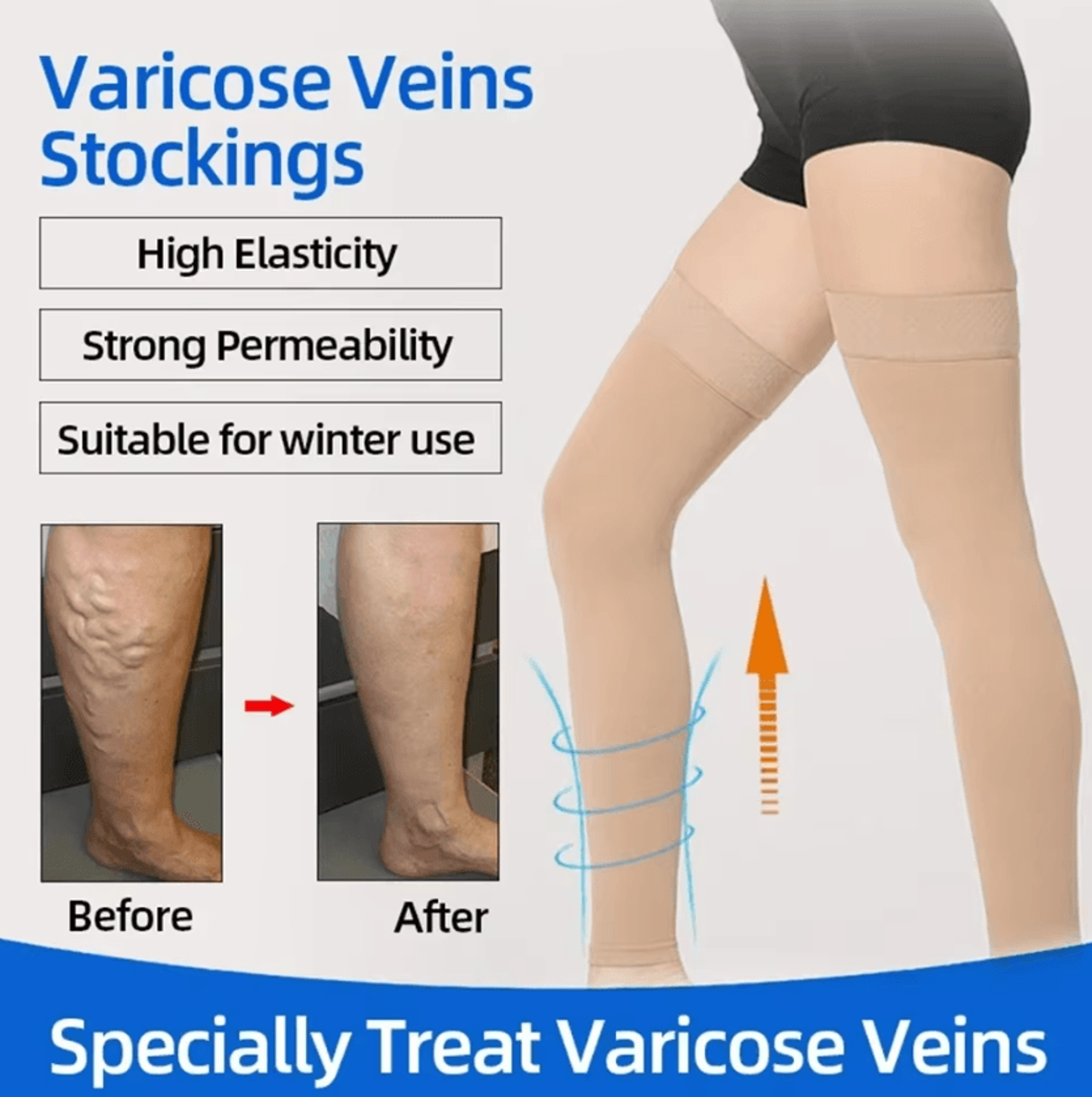 2032 MmHg Thigh High Compression Stockings Open Toe Support Socks For Women And Men 1