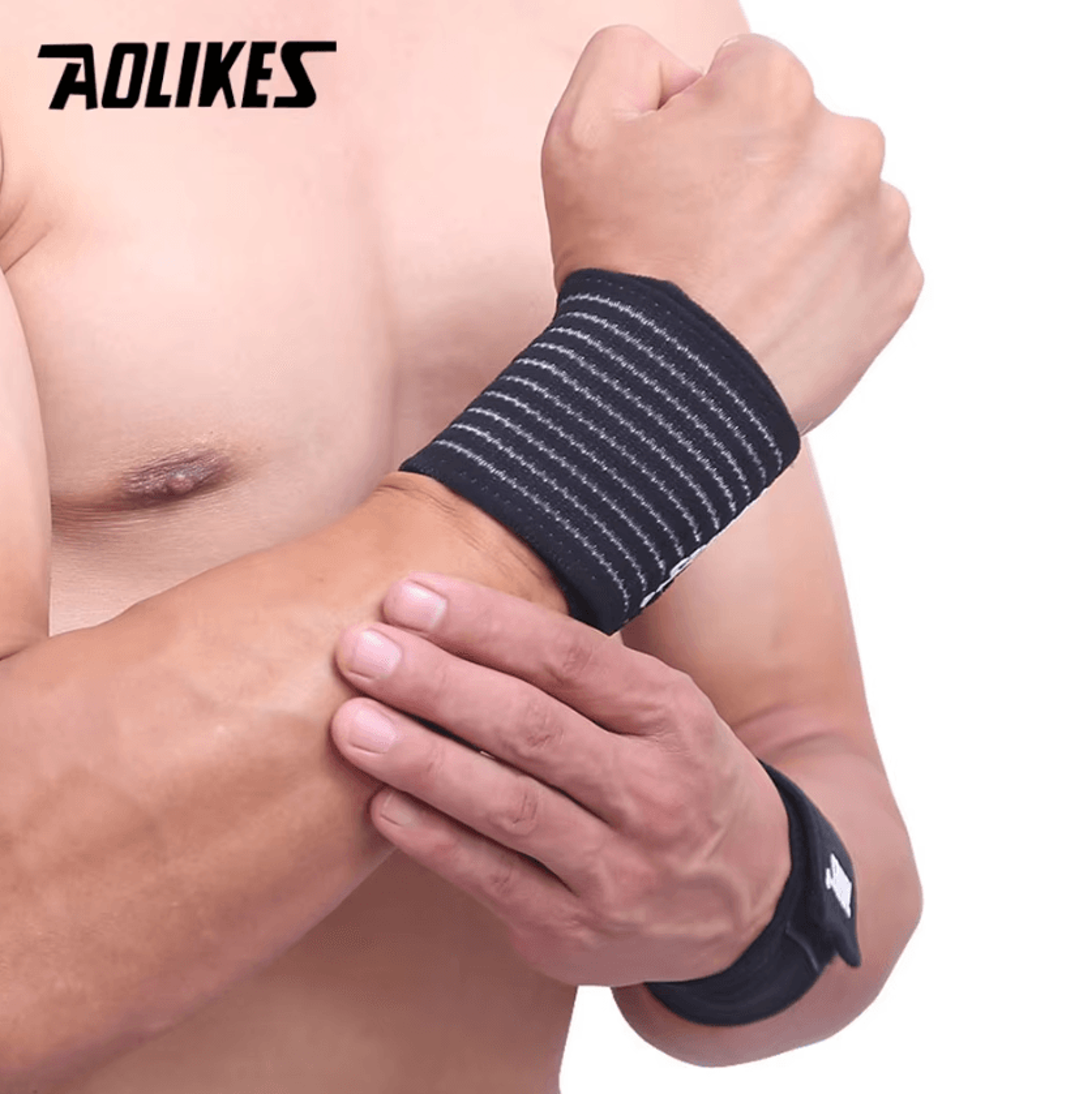 AOLIKES Cotton Elastic Wrist Wrap For Gym Training Sports And Everyday Support 1