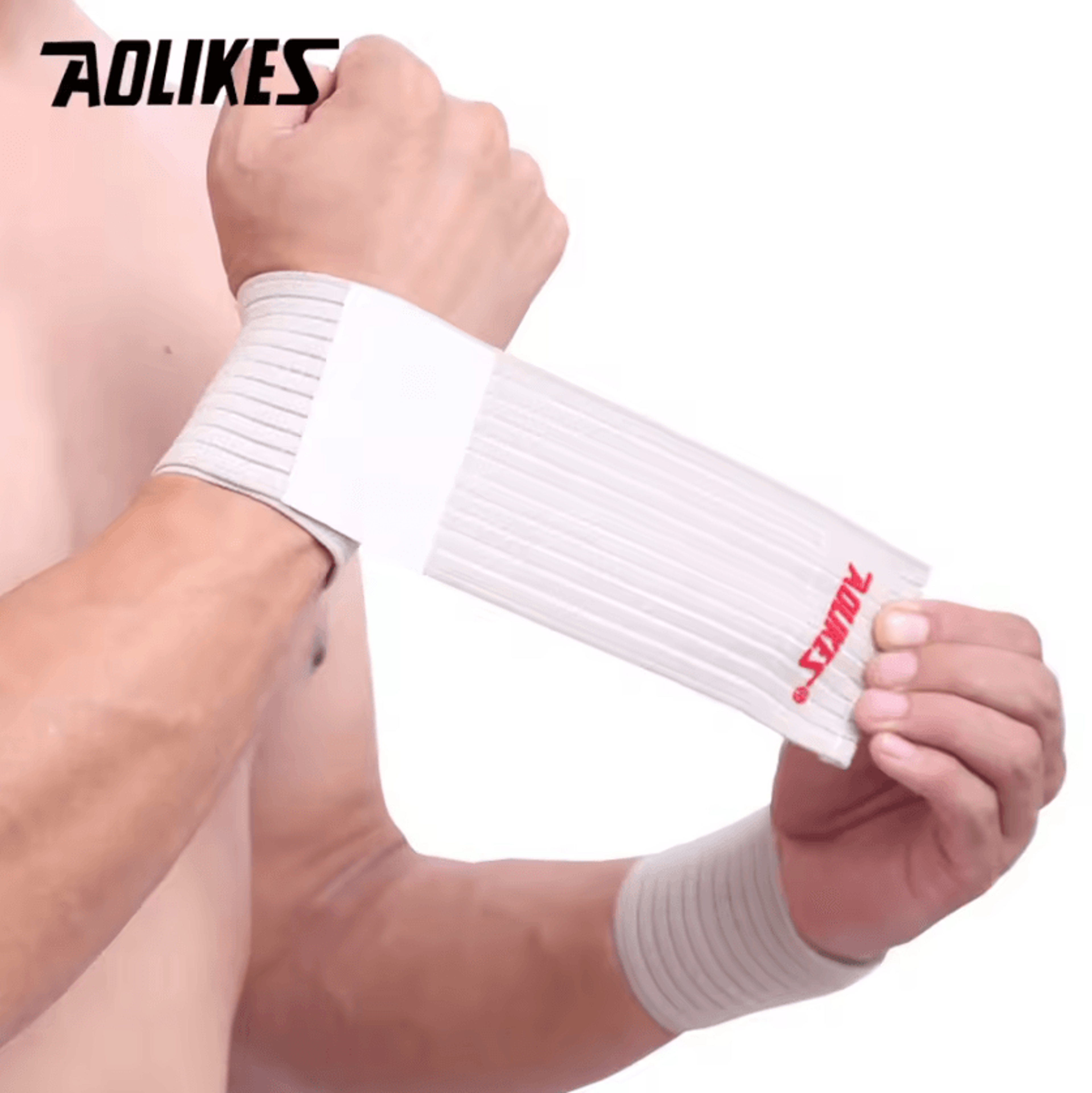 AOLIKES Cotton Elastic Wrist Wrap For Gym Training Sports And Everyday Support 4