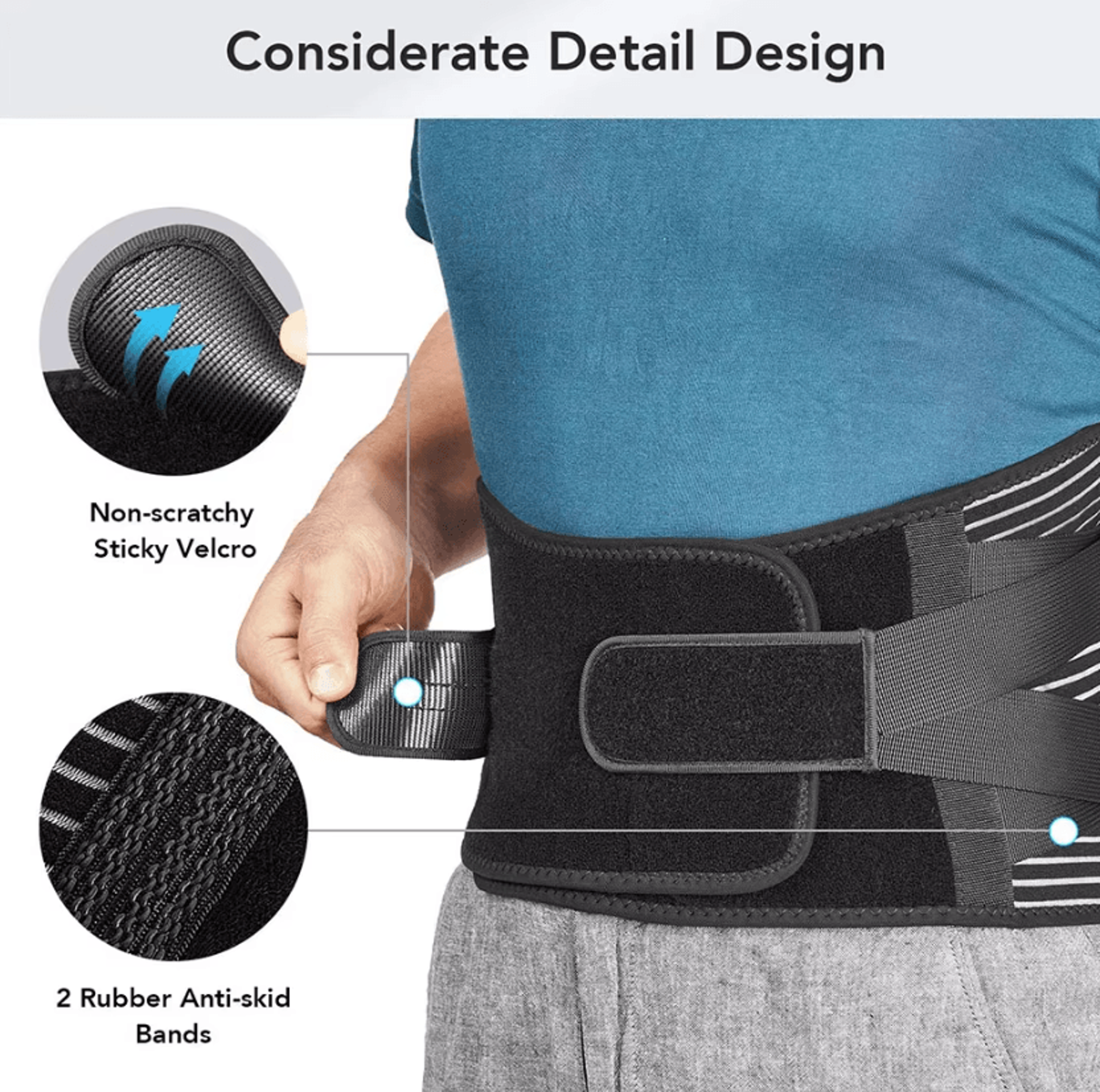 AOLIKES Lower Back Brace With 6 Support Stays And Adjustable Lumbar Support Belt 3