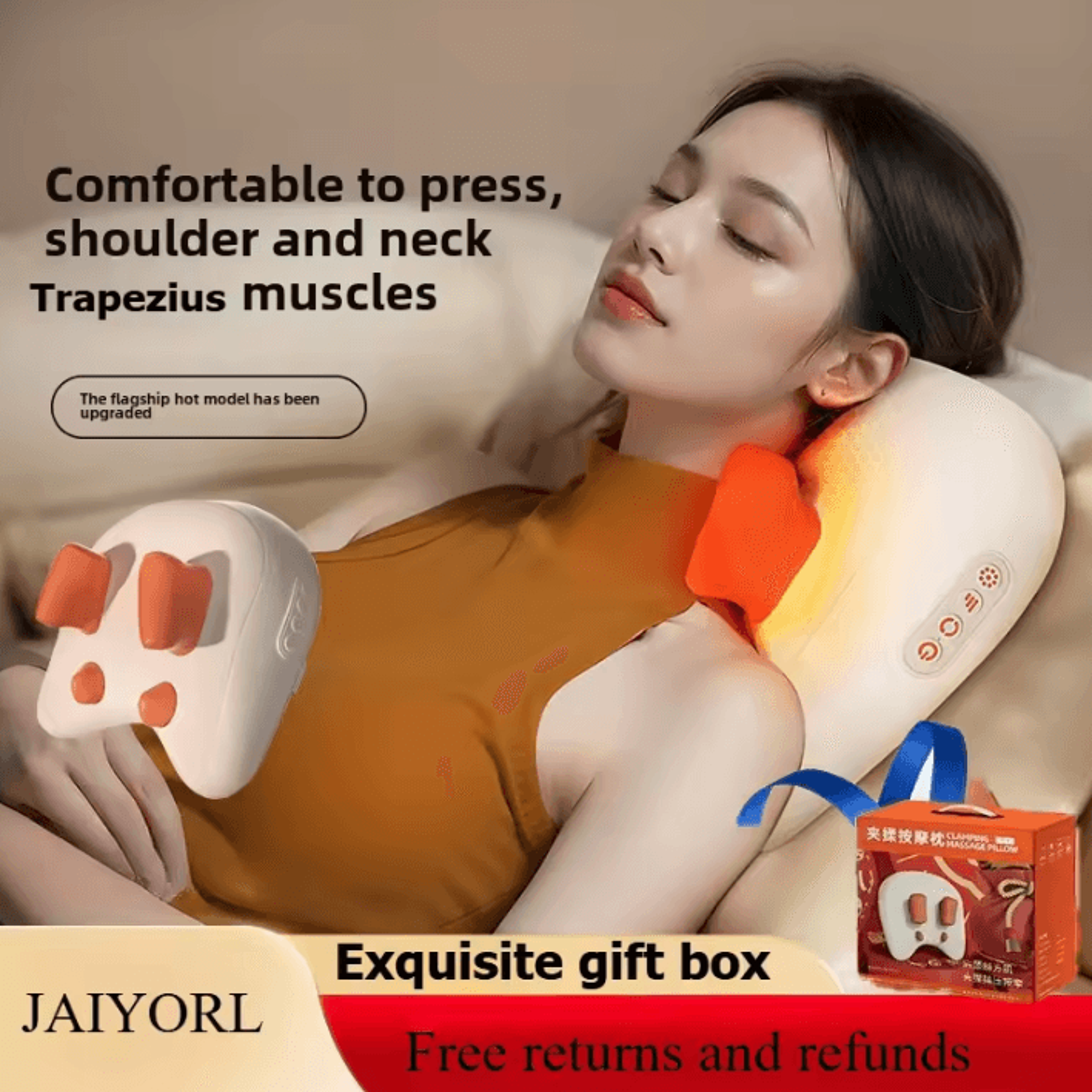 Wireless Trapezius Massage Pillow With Heat For Neck Shoulders Back And Legs 5