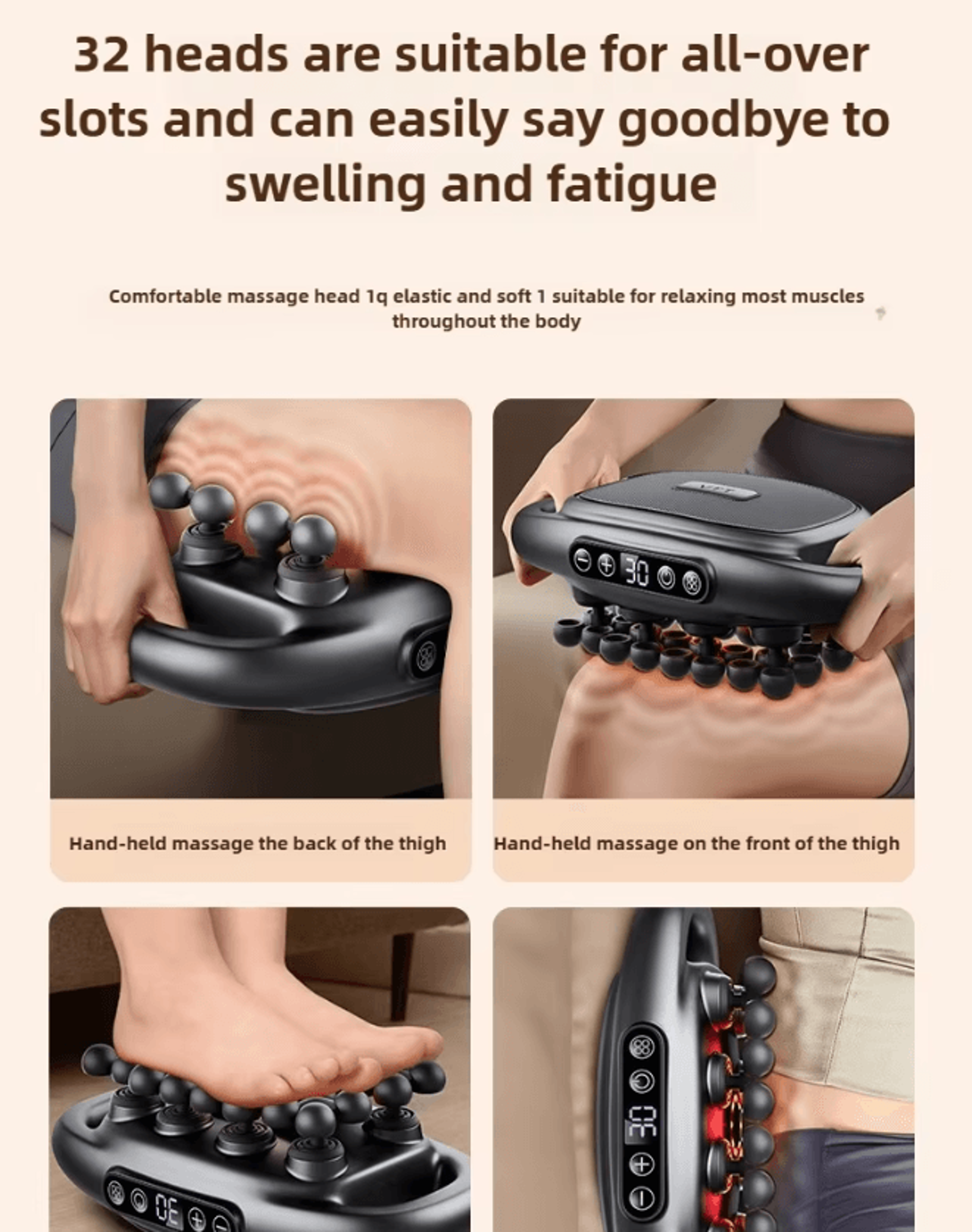 Professional Massage Gun With 32 Massage Heads Deep Tissue Percussion Massager With Red Light 3
