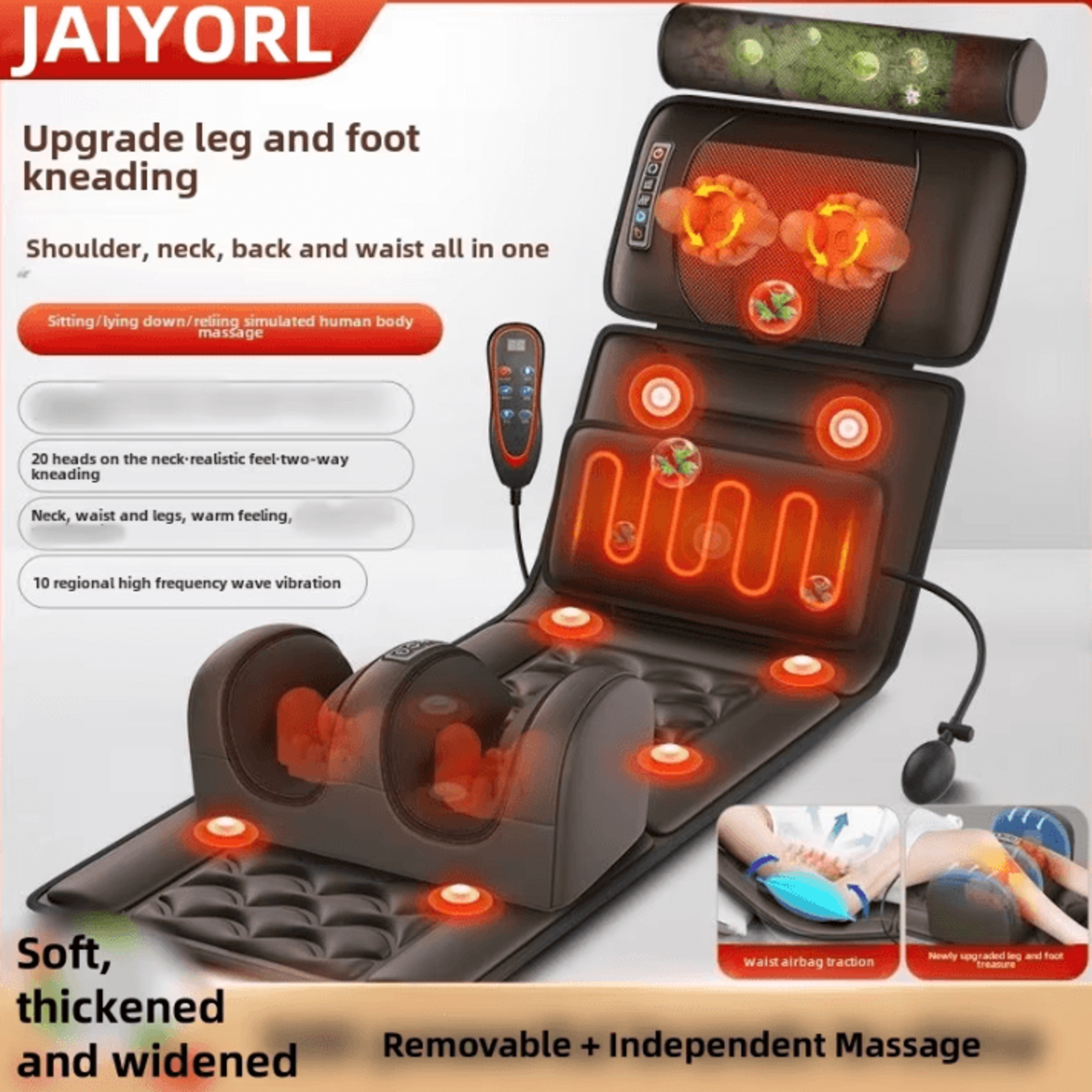 multifunctional full body massage mattress with lumbar traction heat and vibration
