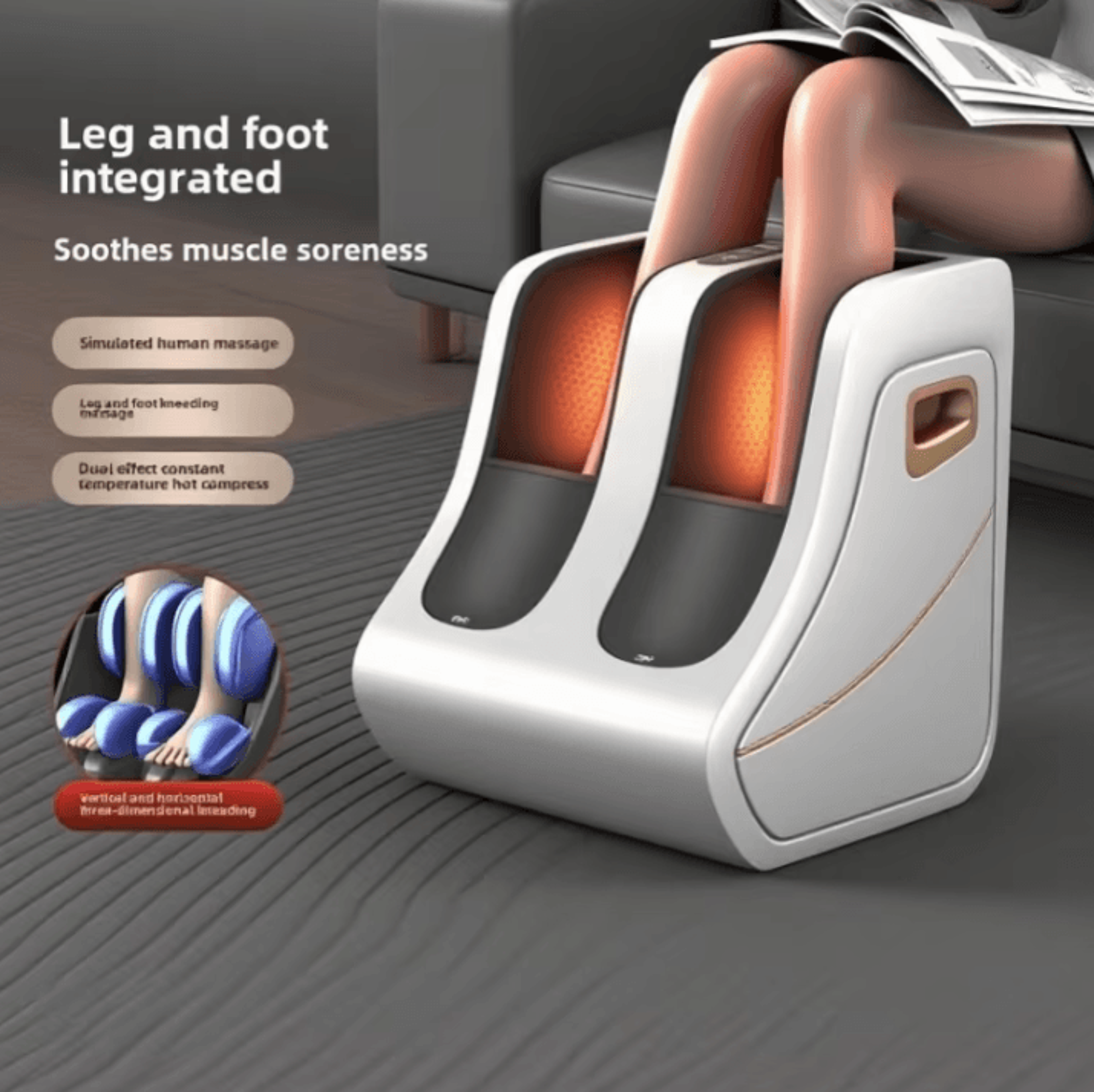 foot and calf massager with heat shiatsu deep kneading and air compression