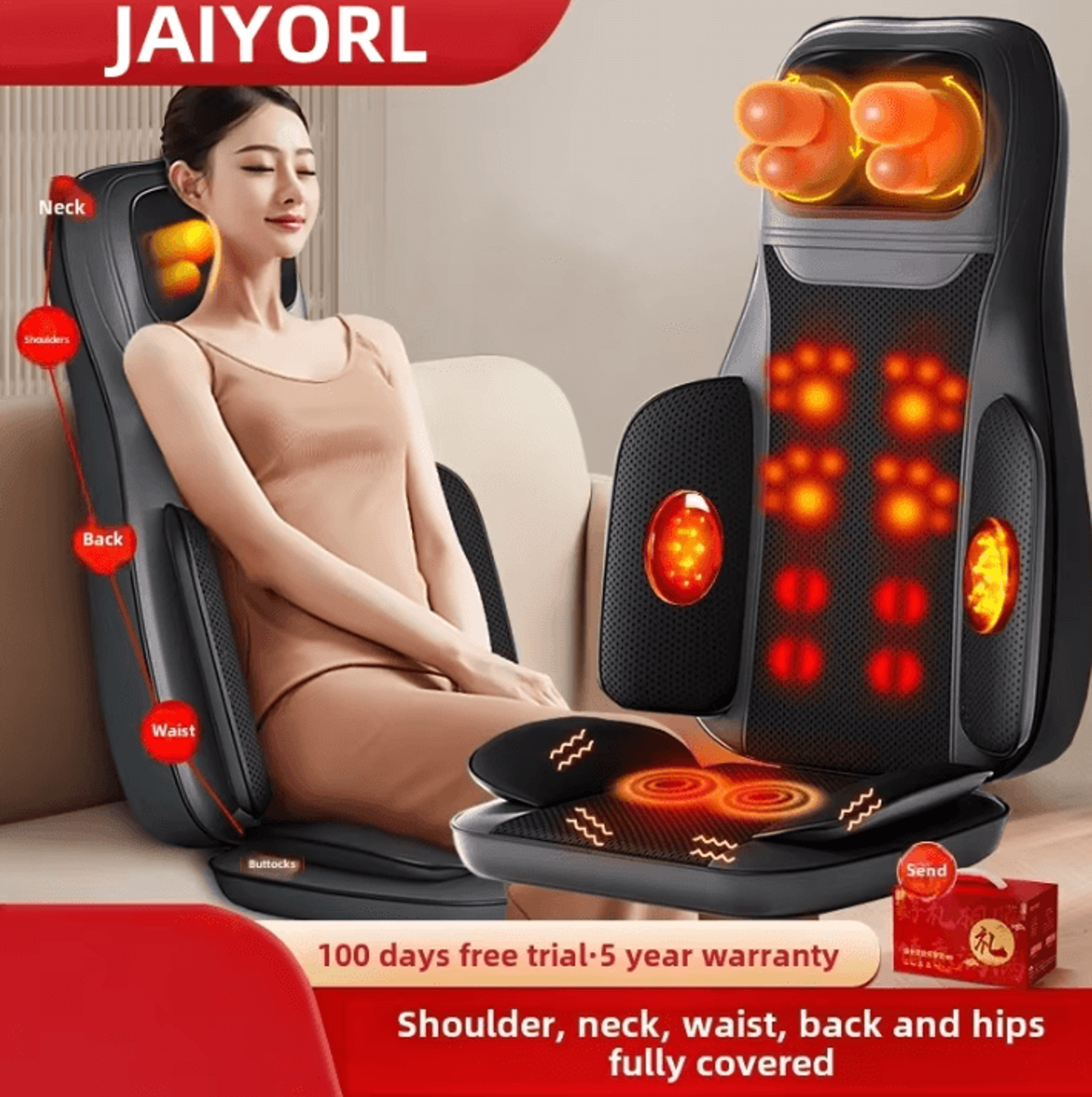 Massage Seat Cushion With Heat Full Body Vibration And Kneading Back Massager 1
