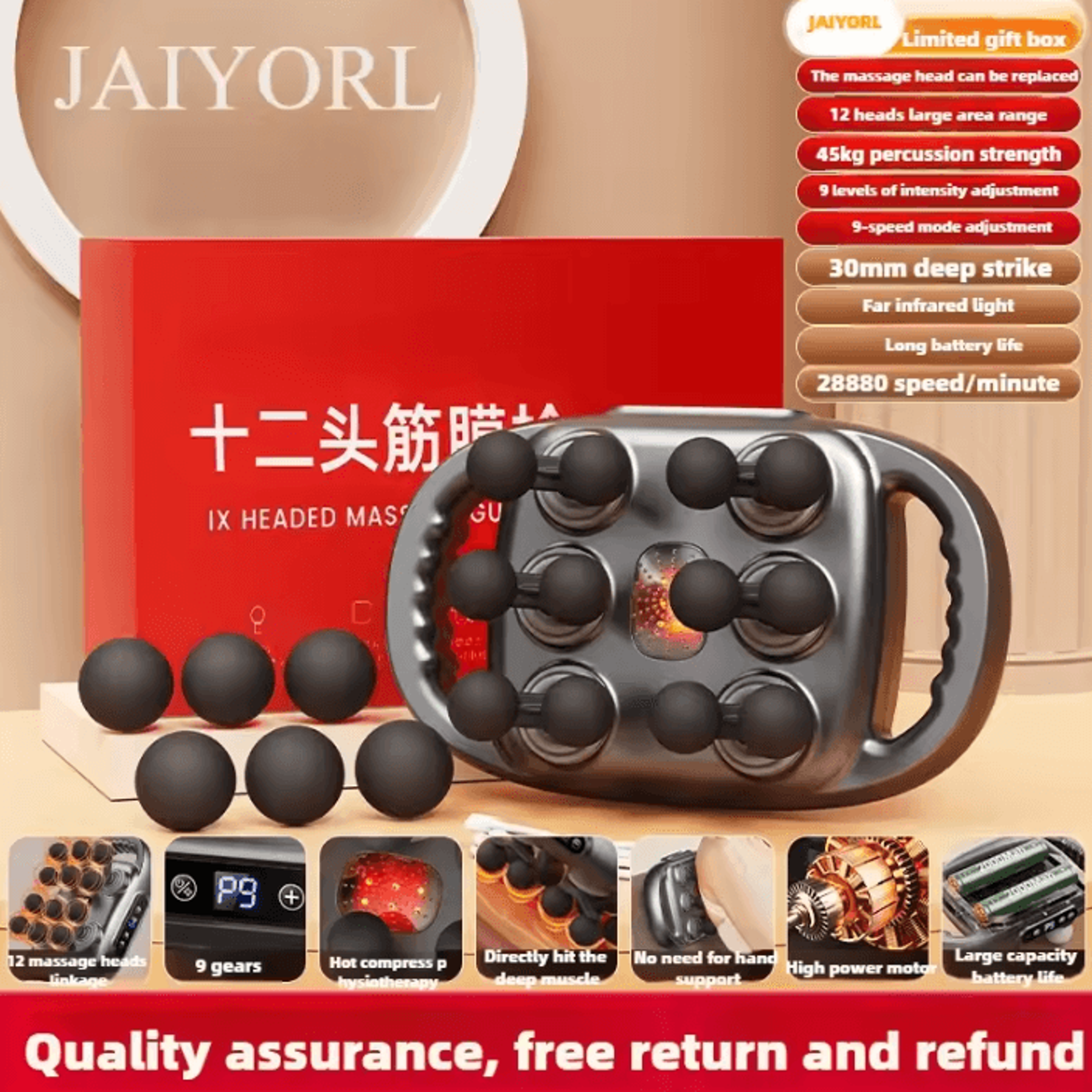 12 Head Deep Tissue Massage Gun  Wireless Percussion Massage Gun For Full Body Muscle Recovery And  6