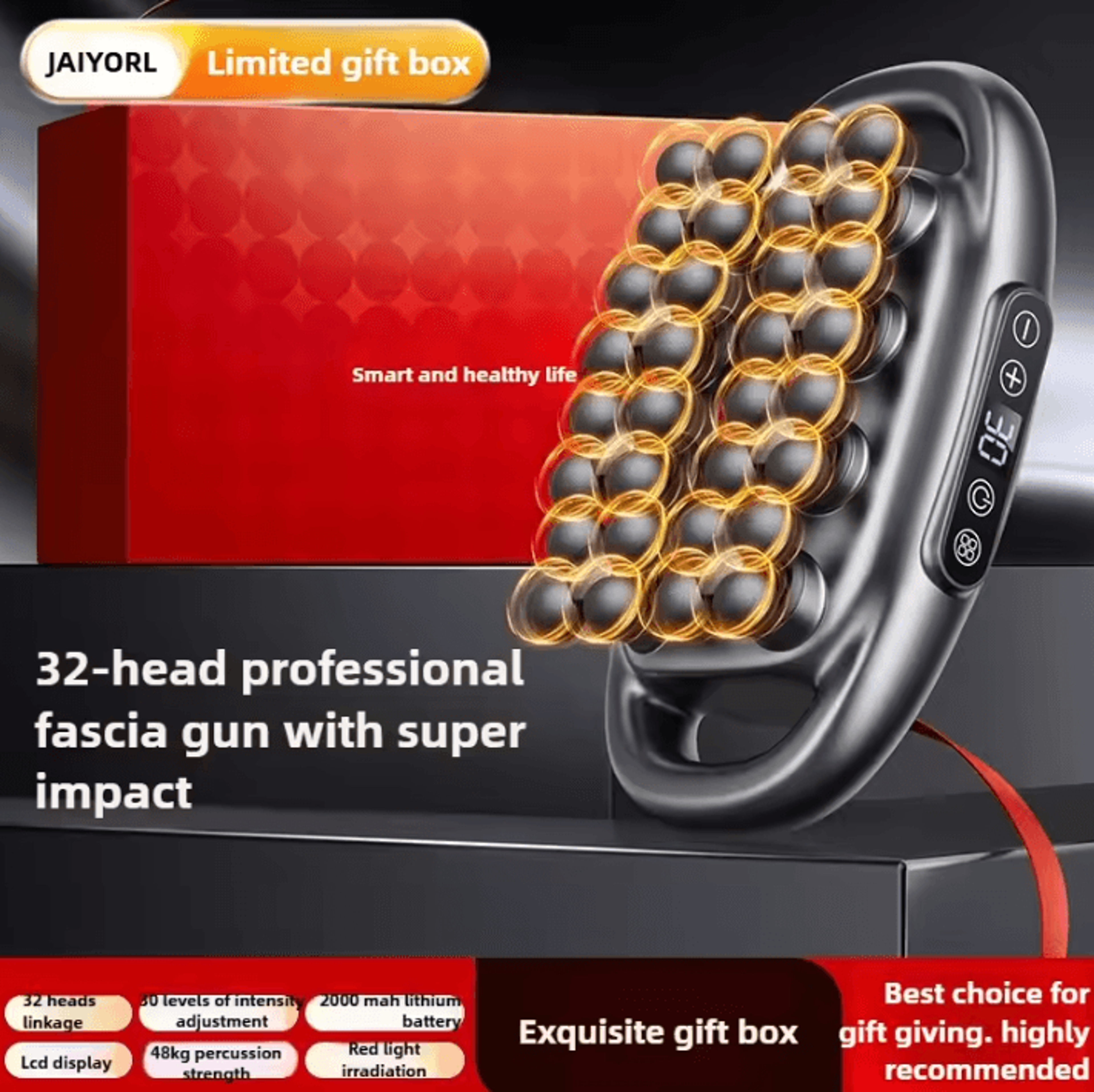 32 Head Deep Tissue Massage Gun With Red Light Therapy  Wireless Percussion Massage Gun For Full Bo 5
