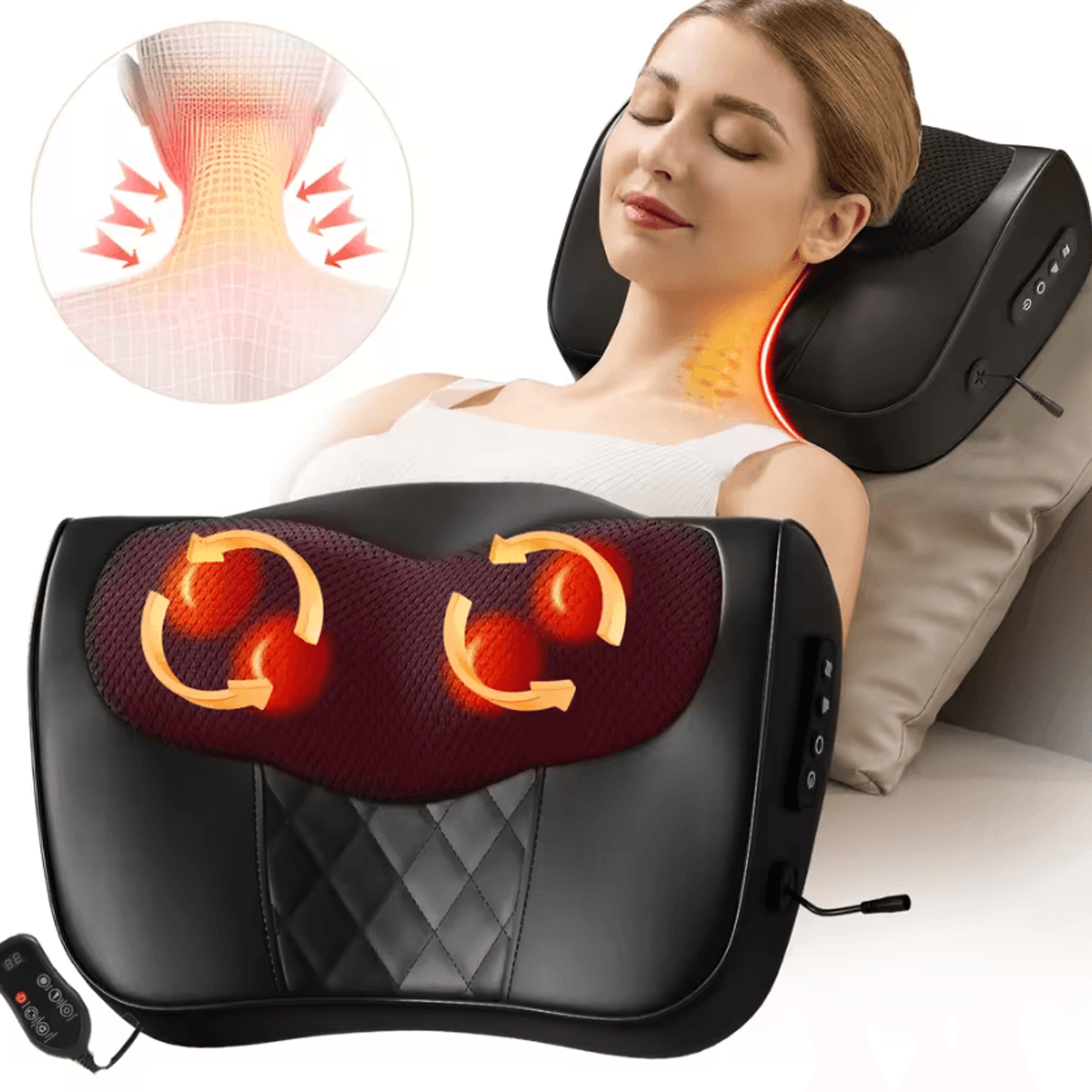 Factory Neck Massage Pillow With Heat  Shiatsu Cervical Massager For Neck Shoulders Back  Waist Rel 4