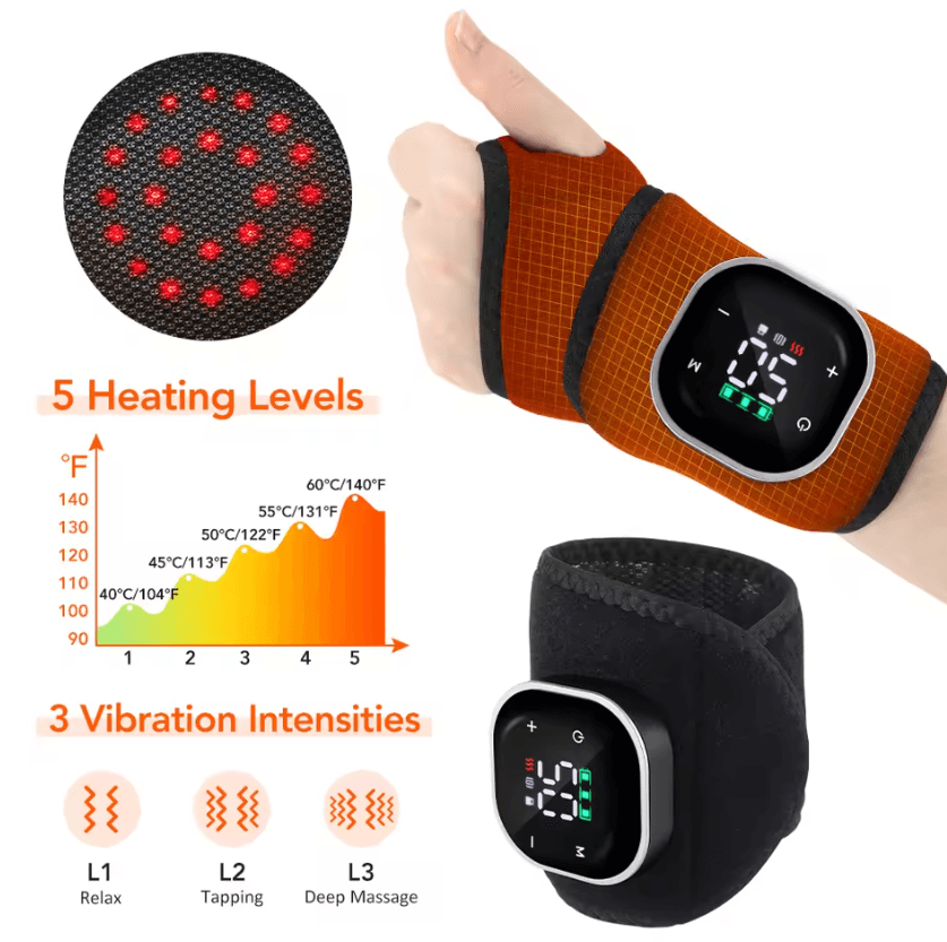 Electric Red Light Therapy Wrist Wrap  Wearable Infrared Wrist Brace With Heat 660nm  850nm Light T 5