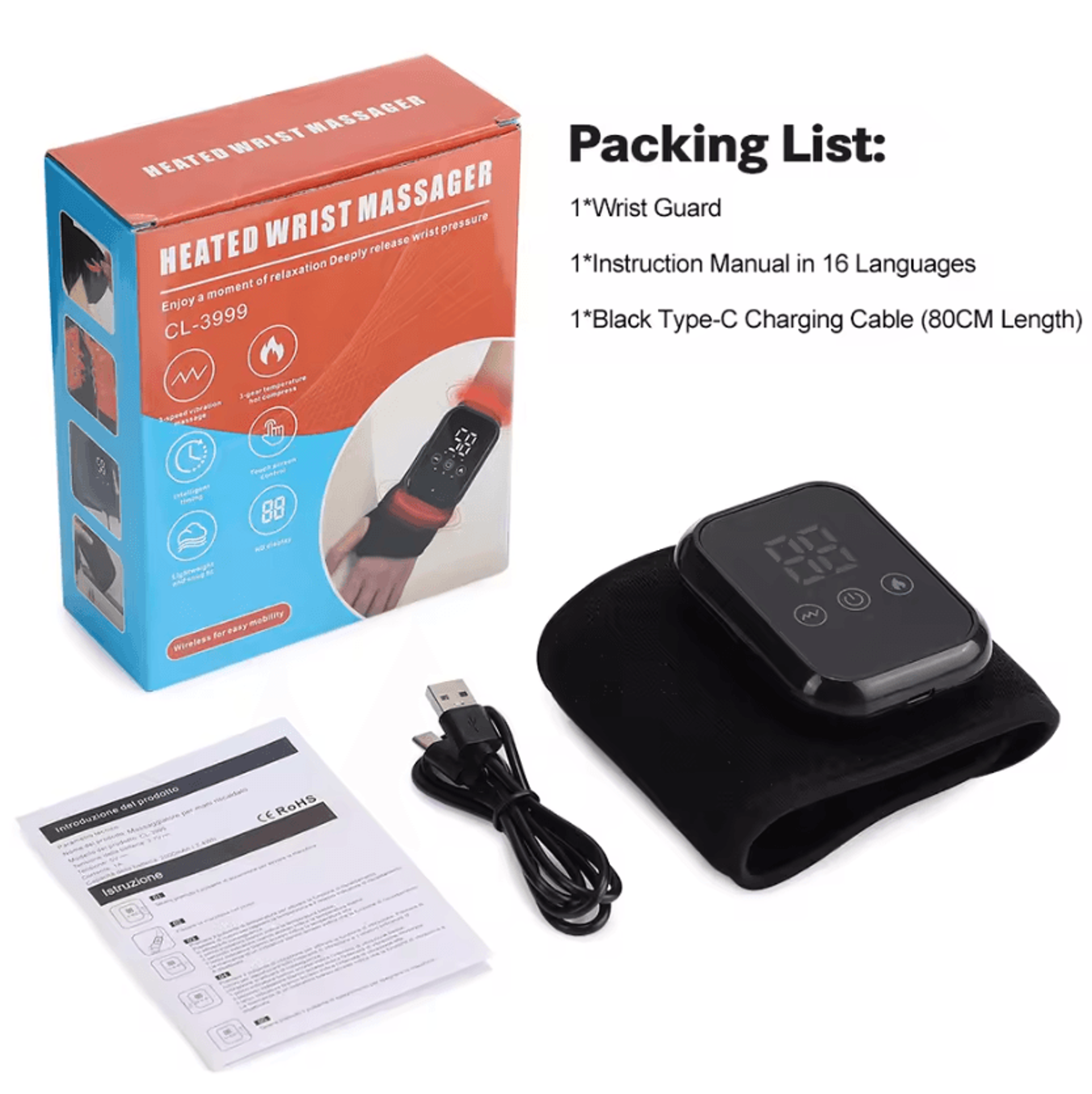 Electric Heated Wrist Massager  Adjustable Wrist Support Brace With 3 Heat Levels For Hand  Wrist C 5