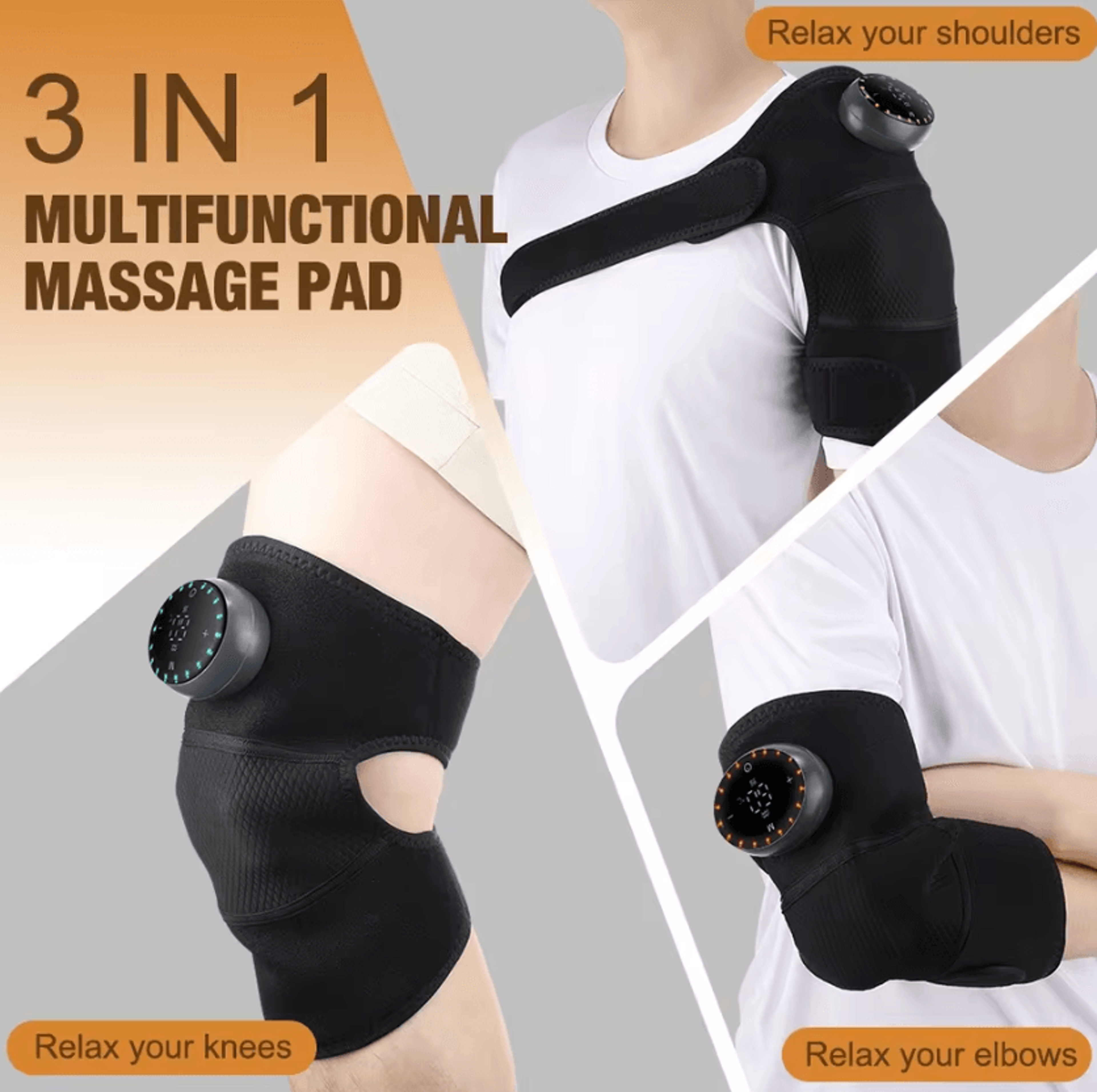 3in1 Cordless Heated Knee Massager  Rechargeable Heating Massage Wrap For Knees Shoulders  Elbows 4