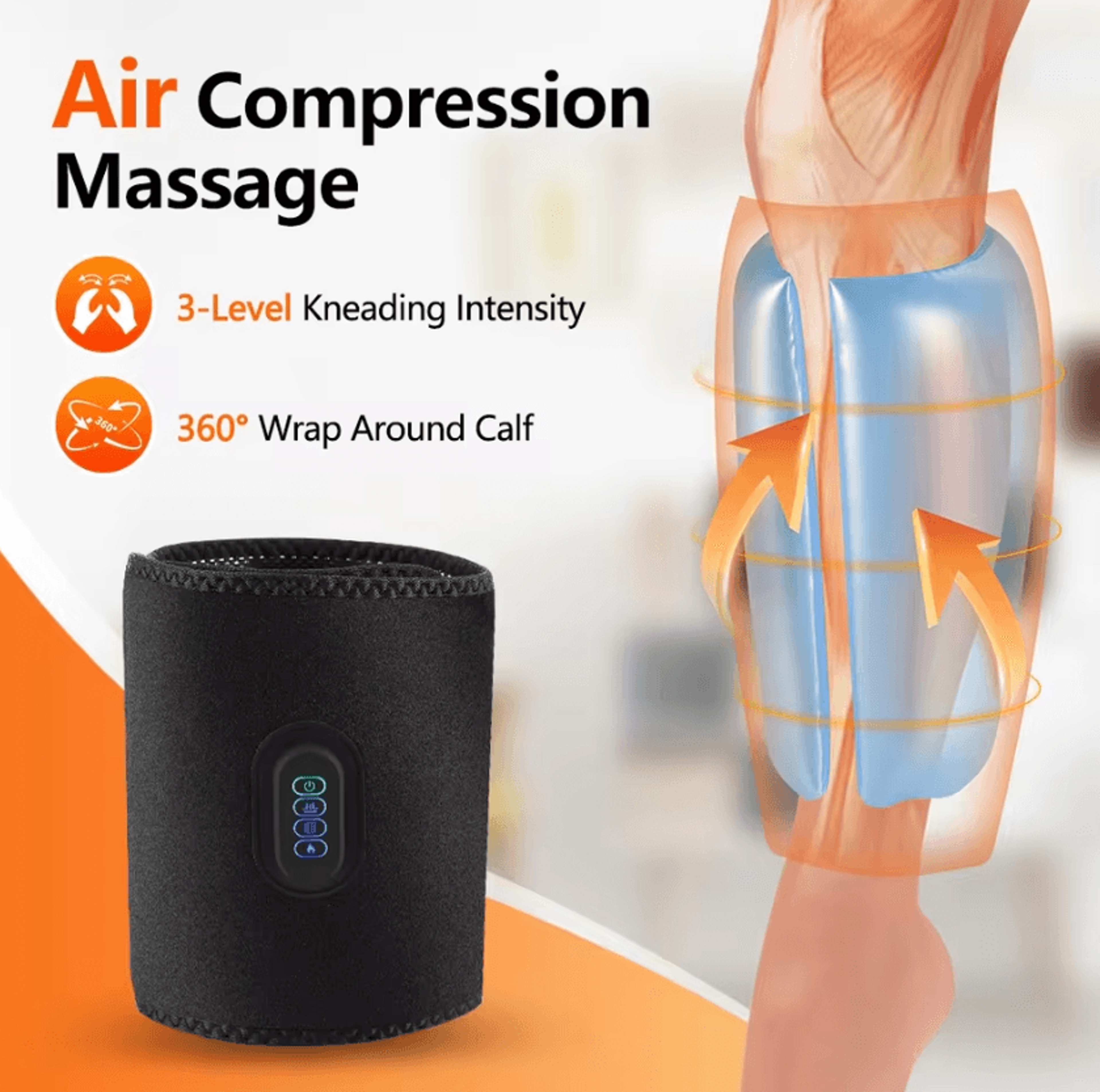Wireless Air Compression Calf Massager  Rechargeable Heated Leg Massager With 3 Heat 3 Vibration  3 1
