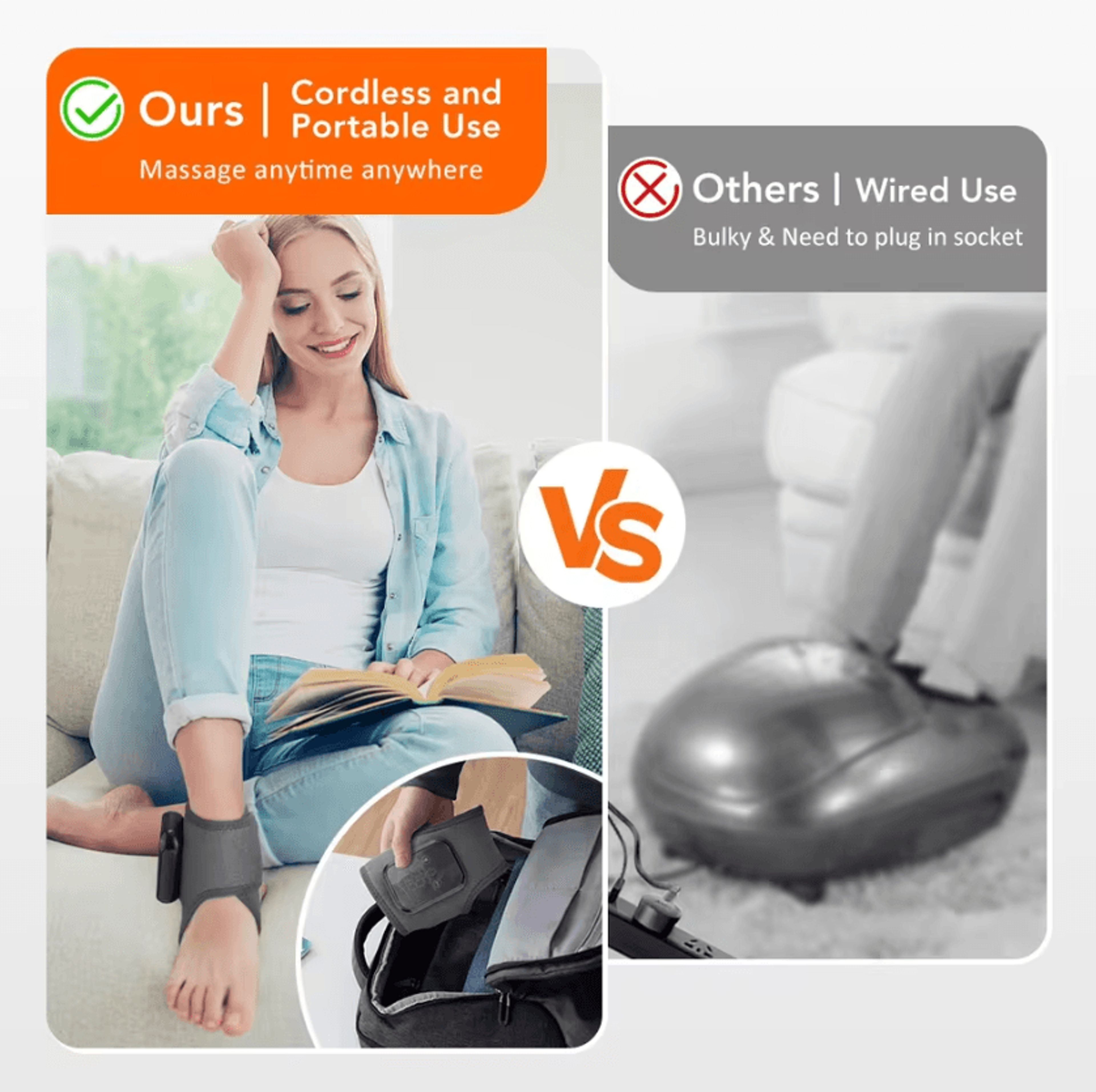 Cordless Heated Ankle Massager  Vibration Foot Wrap With 3 Heat Levels  Rechargeable Support Sleeve 2