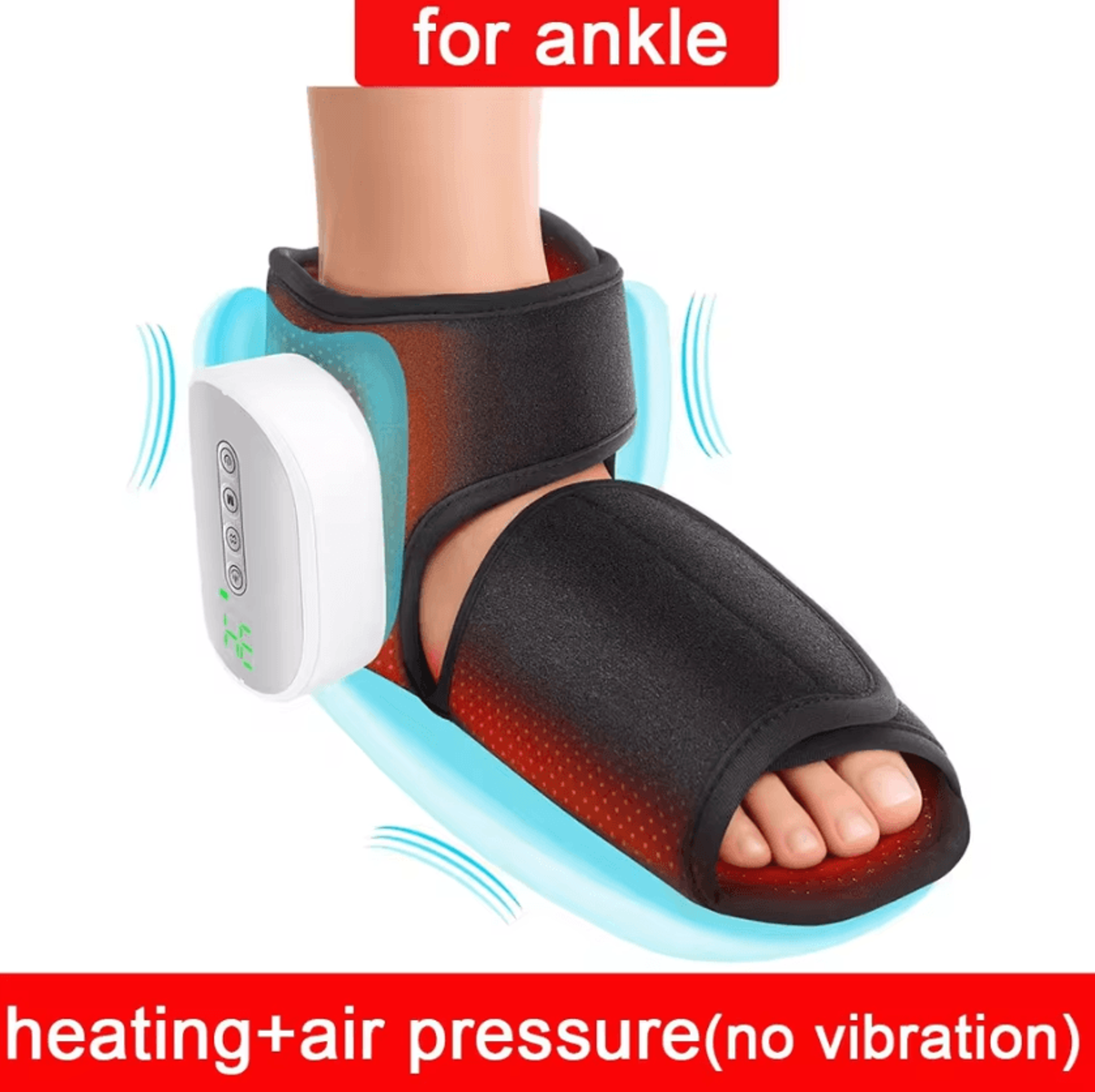 Cordless Heated Ankle Air Compression Massager  Rechargeable Ankle Compression Wrap With 3 Massage  6