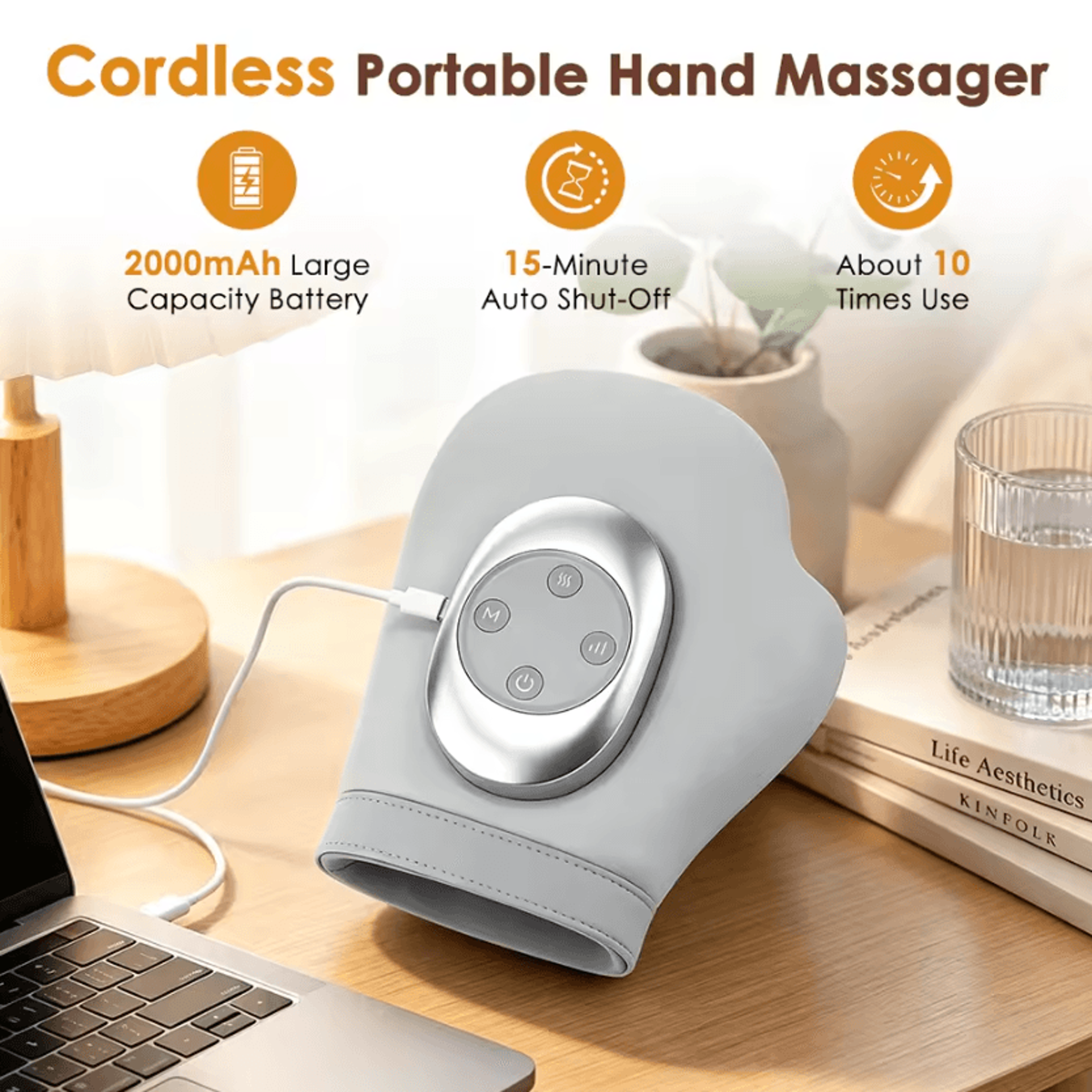 Cordless Air Compression Hand Massager  Rechargeable Heated Hand Massager With 3 Massage Modes 3 He 1