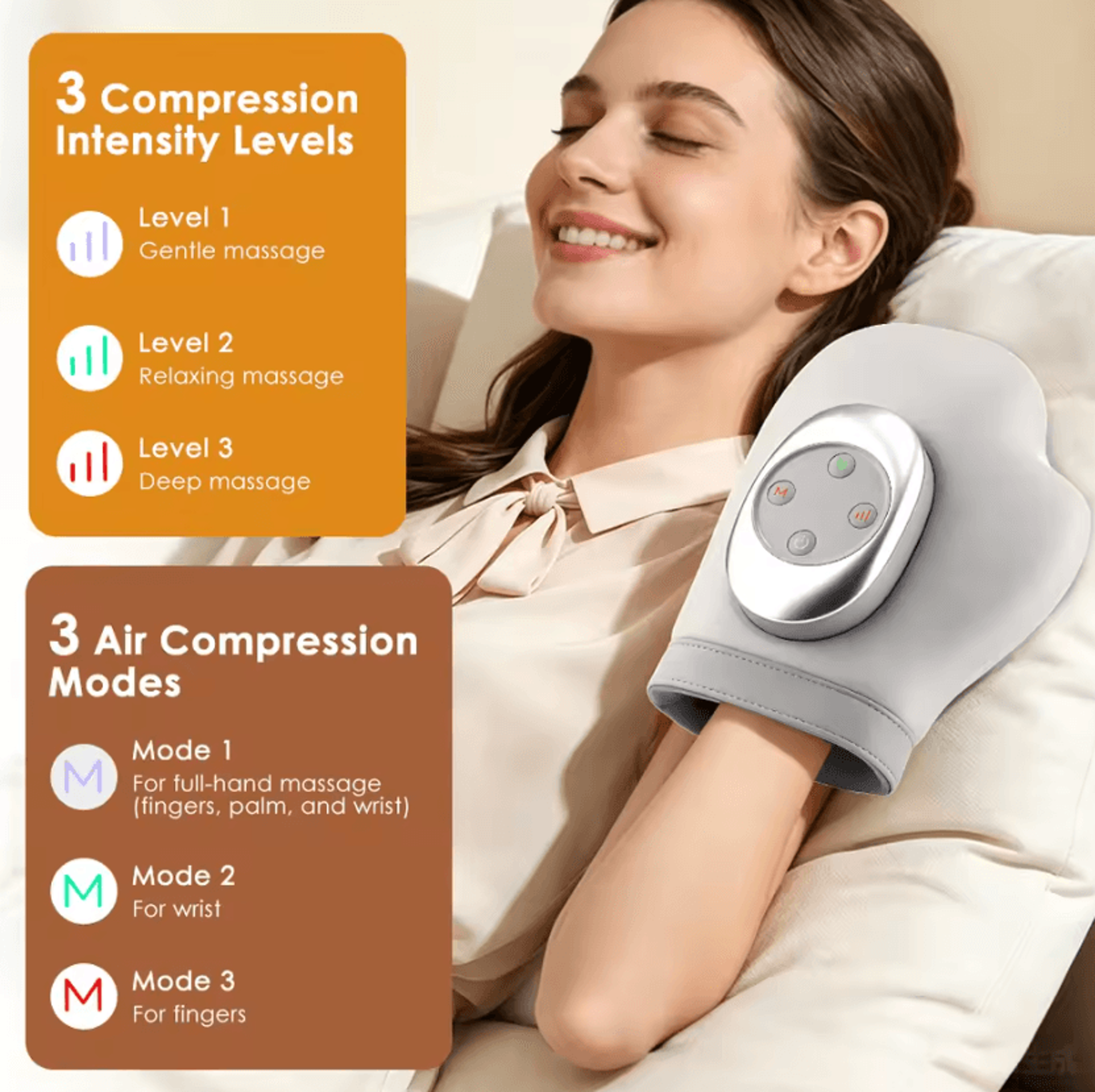 Cordless Air Compression Hand Massager  Rechargeable Heated Hand Massager With 3 Massage Modes 3 He 2