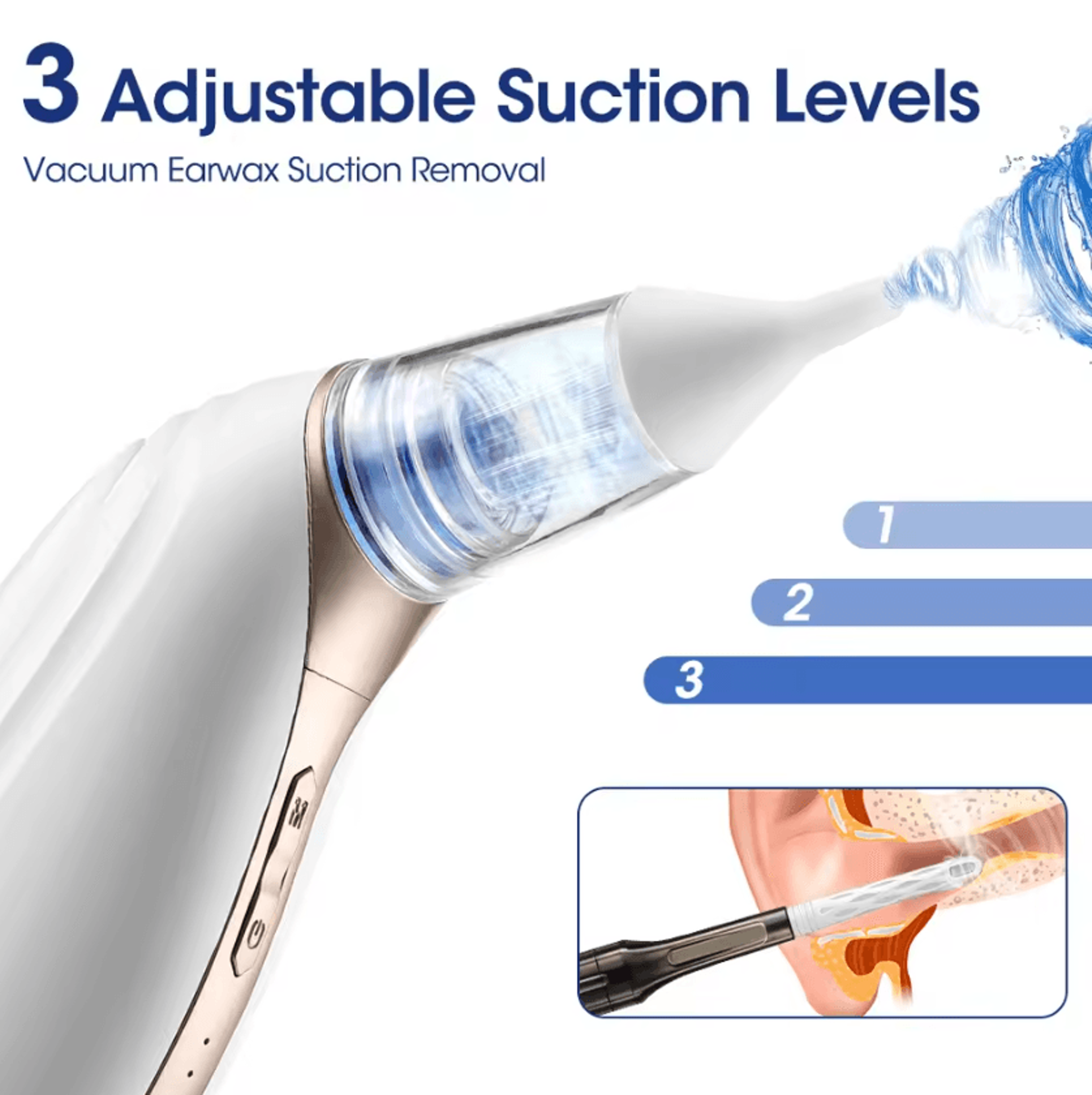 Rechargeable Electric Nasal Aspirator  Ear Cleaner Kit  2in1 Baby Nasal Aspirator With 3 Suction Le 2