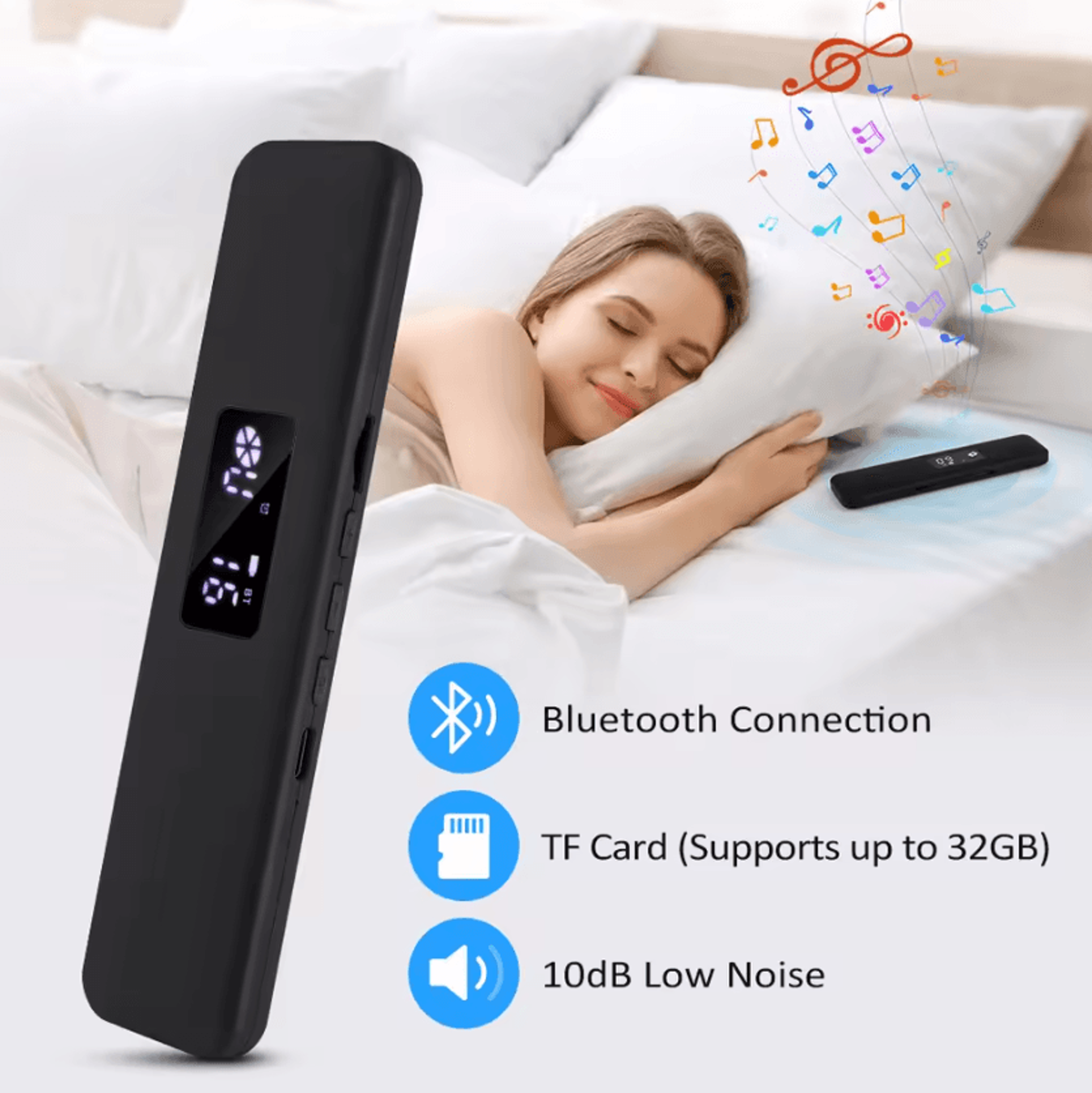 Bone Conduction White Noise Bluetooth Speaker  Wireless Soundbar With LED Display TF Card MP3 Playe 3