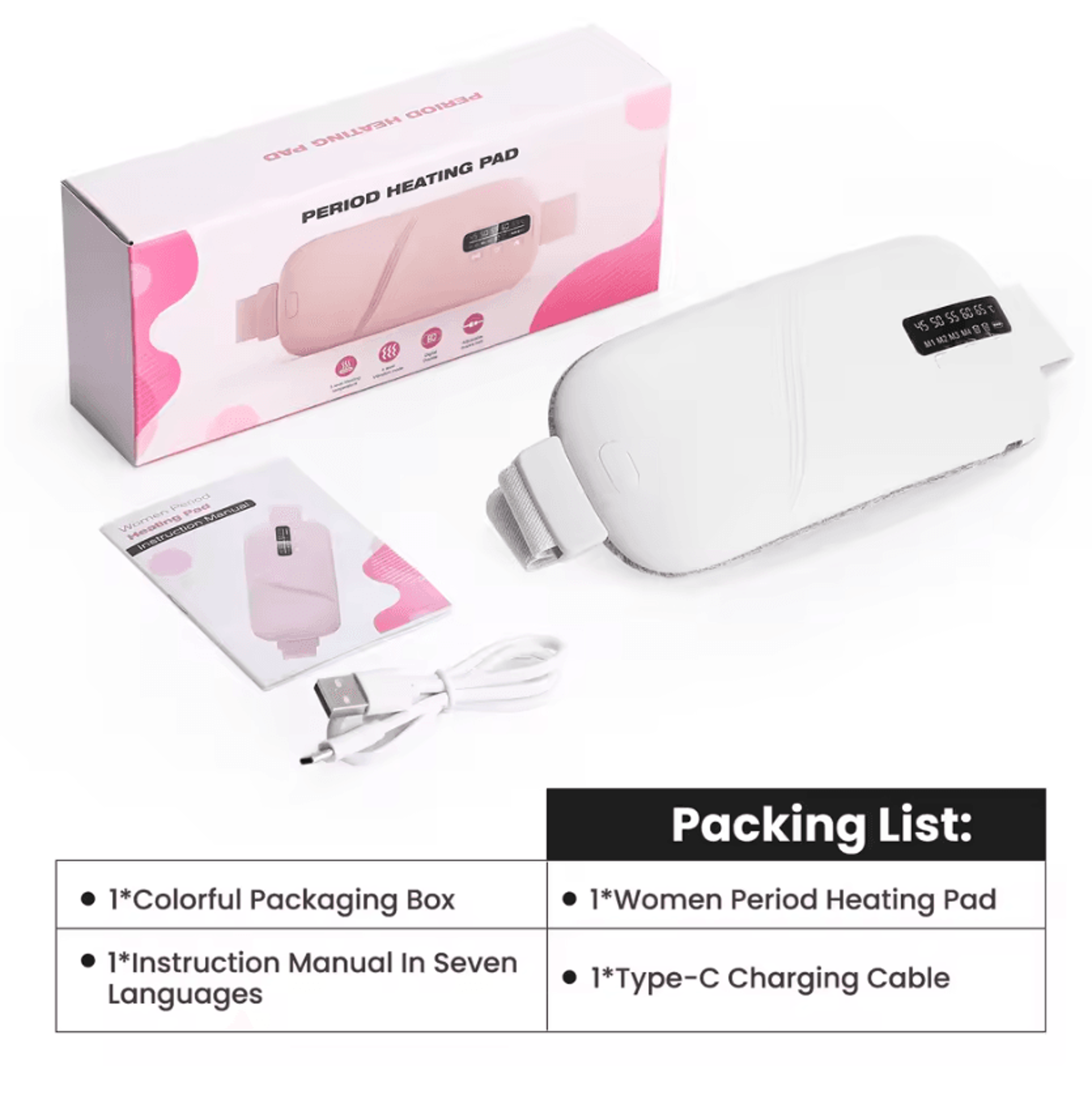 Cordless Menstrual Heating Pad With 5 Heat Levels  4 Vibration Modes 6