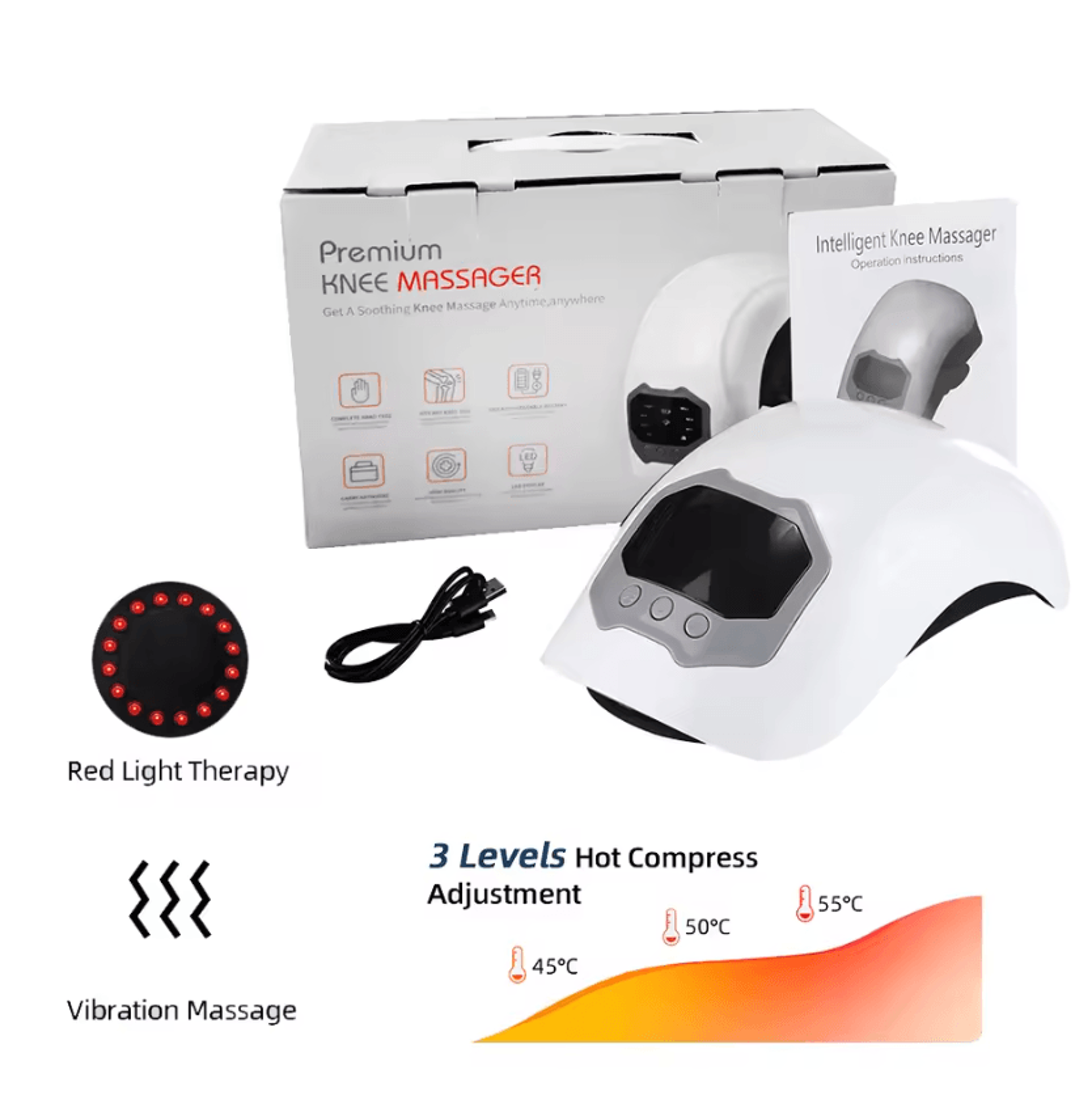 Cordless Heated Knee Massager With 4 Heat Levels  Vibration For Knee Elbow  Shoulder 7