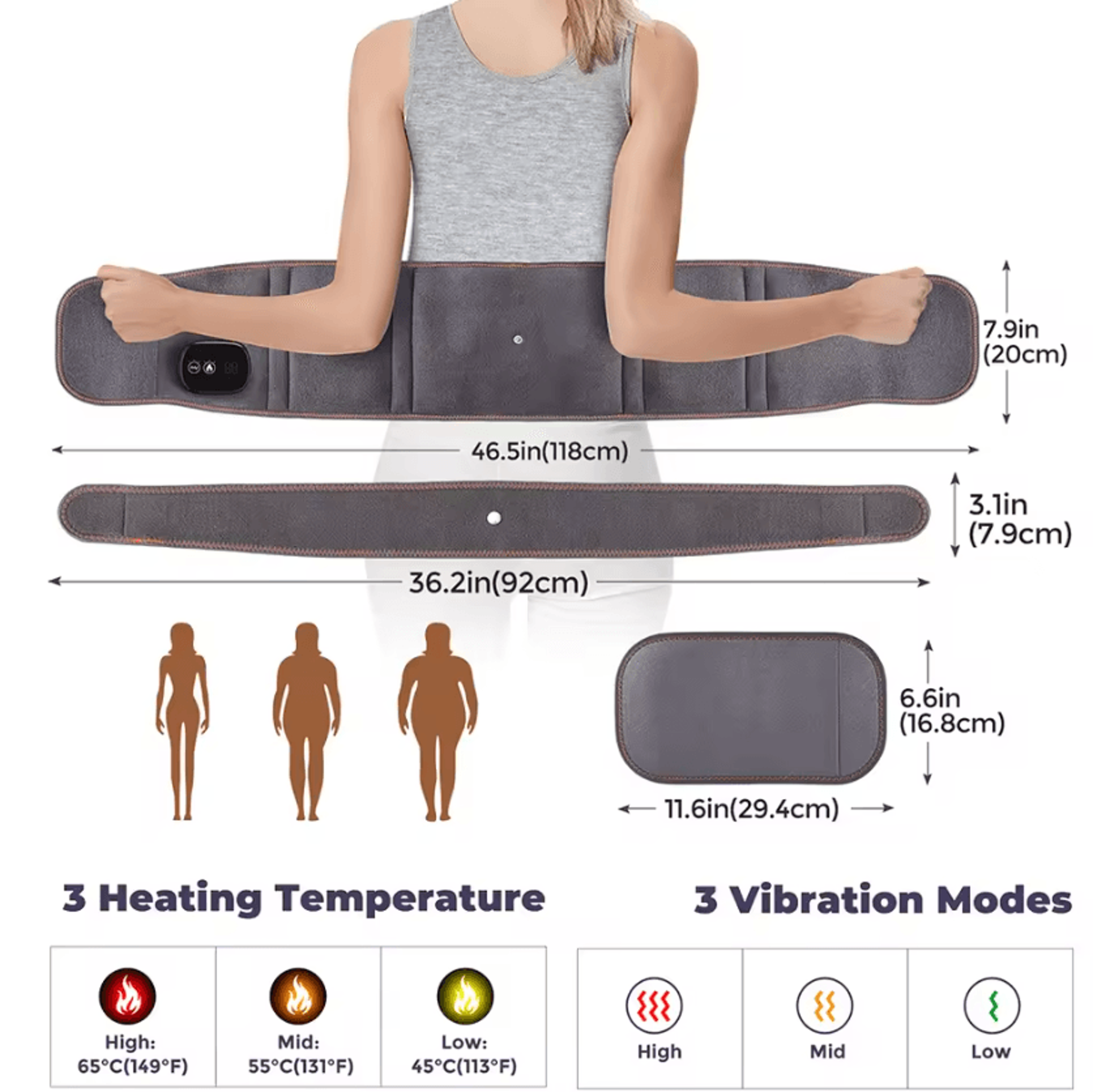 Cordless Red Light Therapy Waist Belt With Heat  Vibration Massage 5