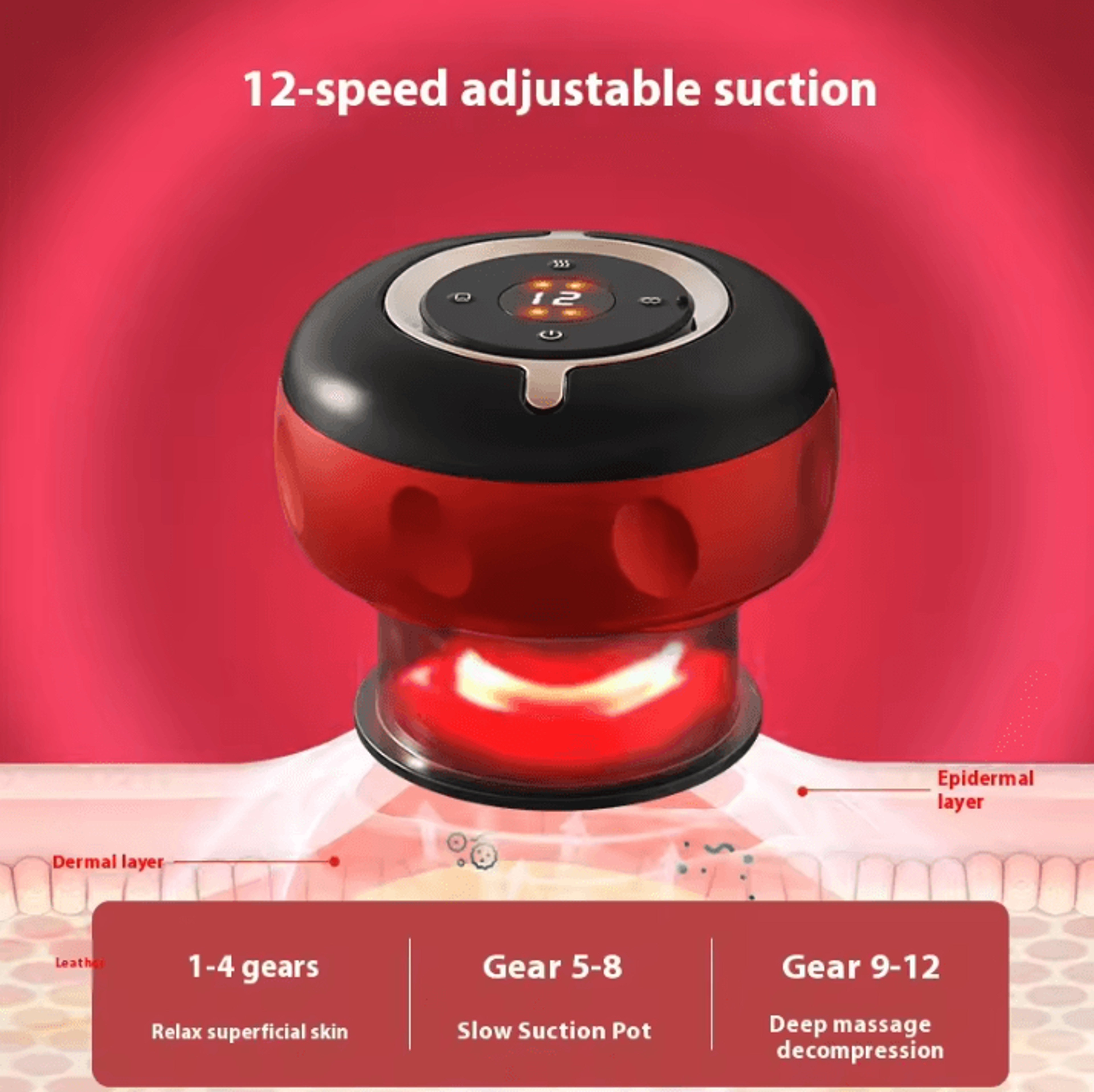 Smart Electric Cupping Massager With Heat Red Light  Remote Control 2