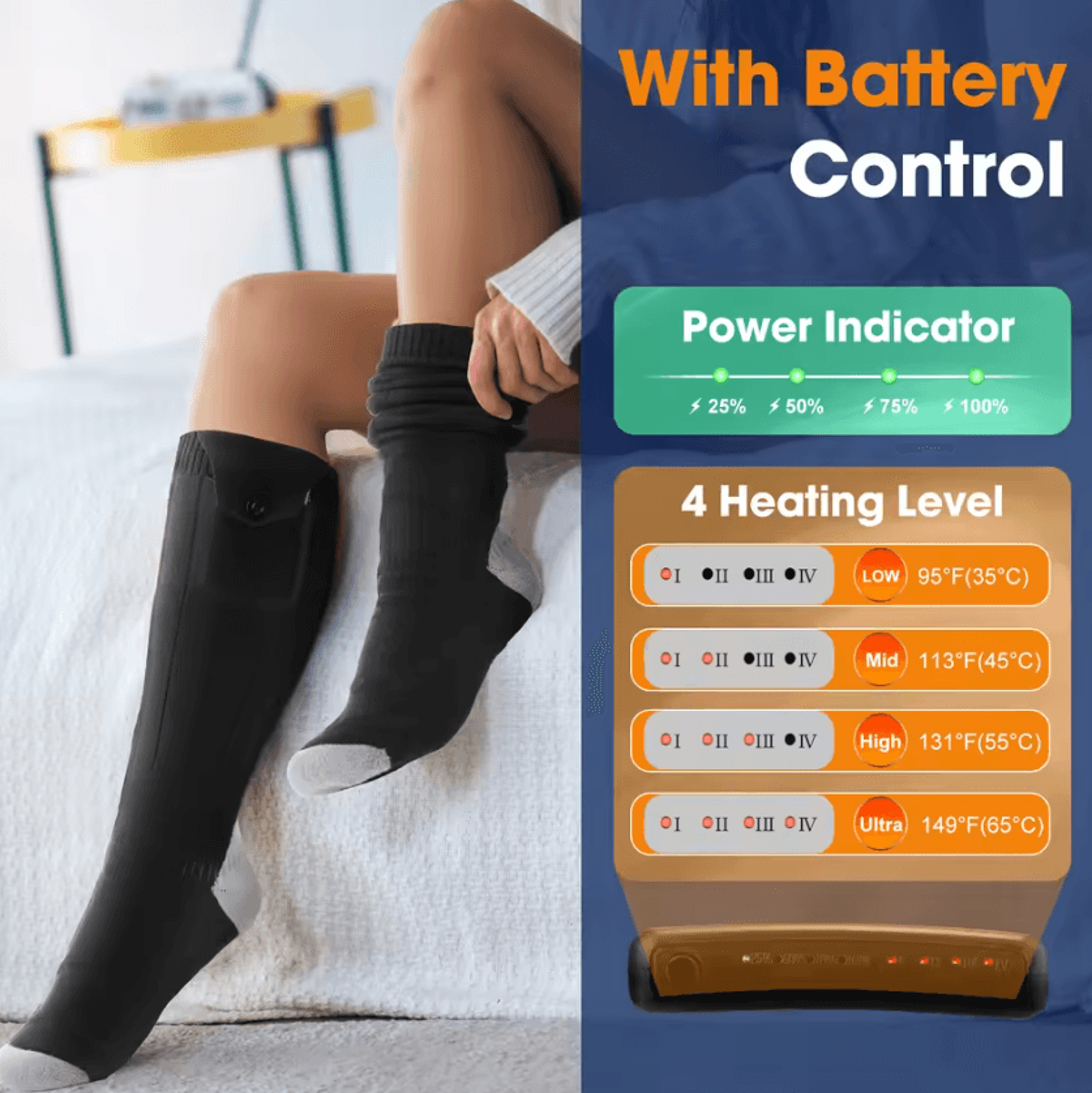 5000mAh Heated Socks With App Control  Rechargeable Electric Heated Socks For Winter Sports  Outdoo 1